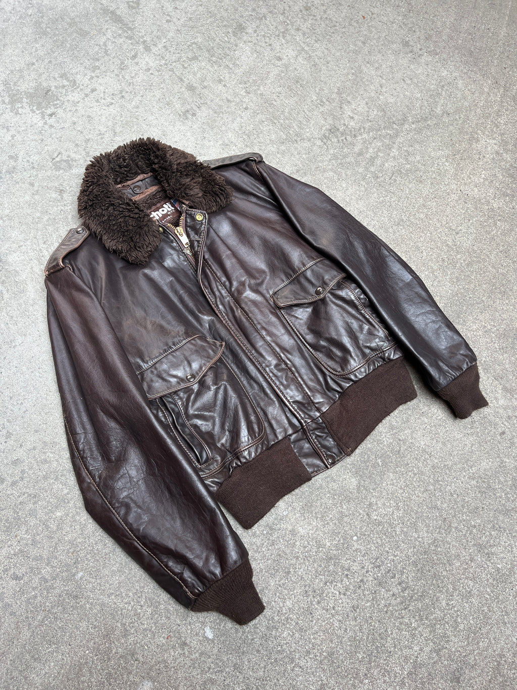 1980S VINTAGE SCHOTT NYC 684SM LEATHER FLIGHT JACKET (48)