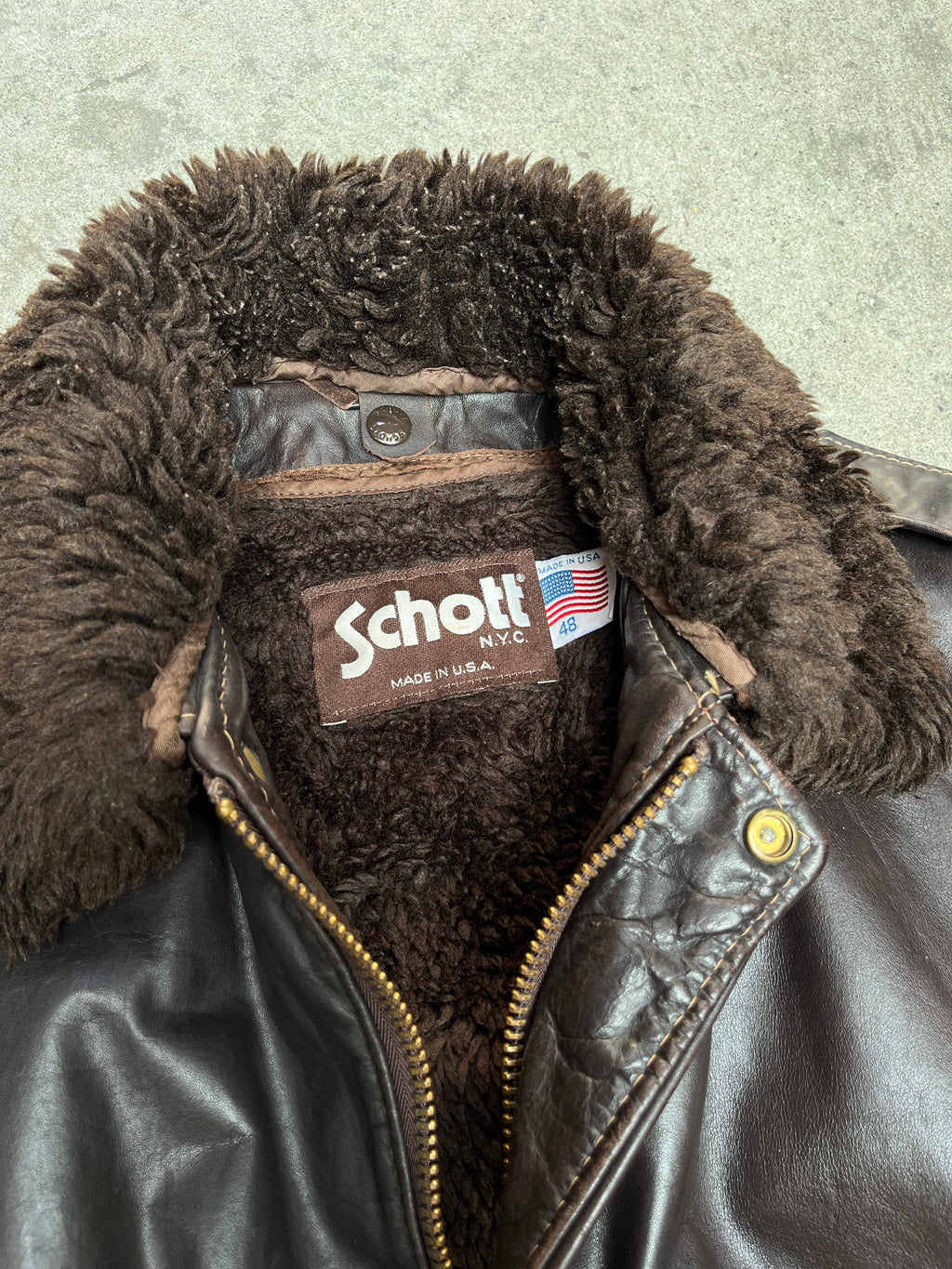 1980S VINTAGE SCHOTT NYC 684SM LEATHER FLIGHT JACKET (48)