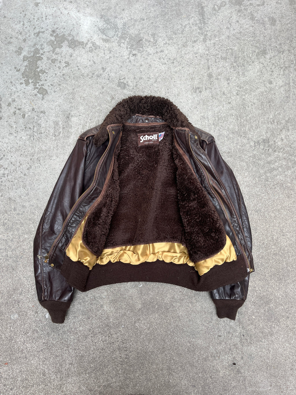 1980S VINTAGE SCHOTT NYC 684SM LEATHER FLIGHT JACKET (48)