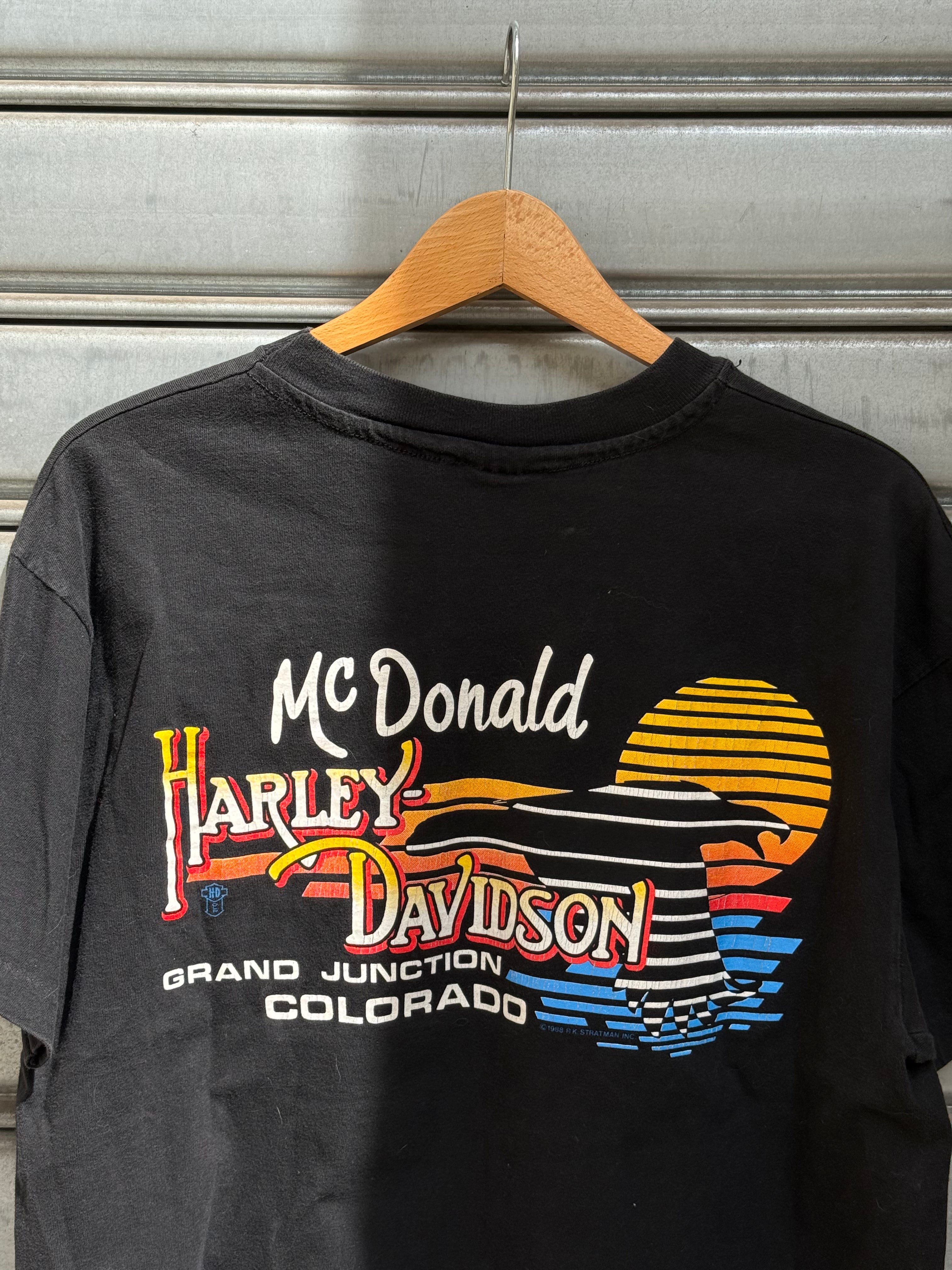 1998 HARLEY DAVIDISON - "MC DONALD GRAND JUNCTION, COLORADO", COW SKULL  T-SHIRT (L)