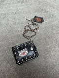 1990S VINTAGE HARLEY DAVIDSON STUDDED LEATHER BIKER TRUCKER CHAIN WALLET