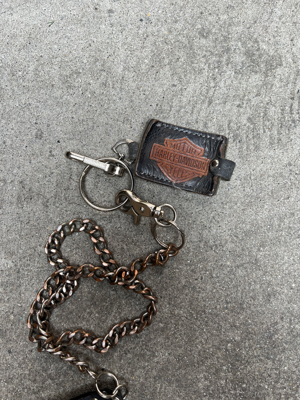 1990S VINTAGE HARLEY DAVIDSON STUDDED LEATHER BIKER TRUCKER CHAIN WALLET