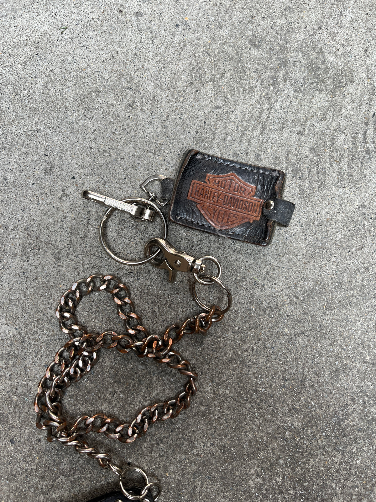 1990S VINTAGE HARLEY DAVIDSON STUDDED LEATHER BIKER TRUCKER CHAIN WALLET
