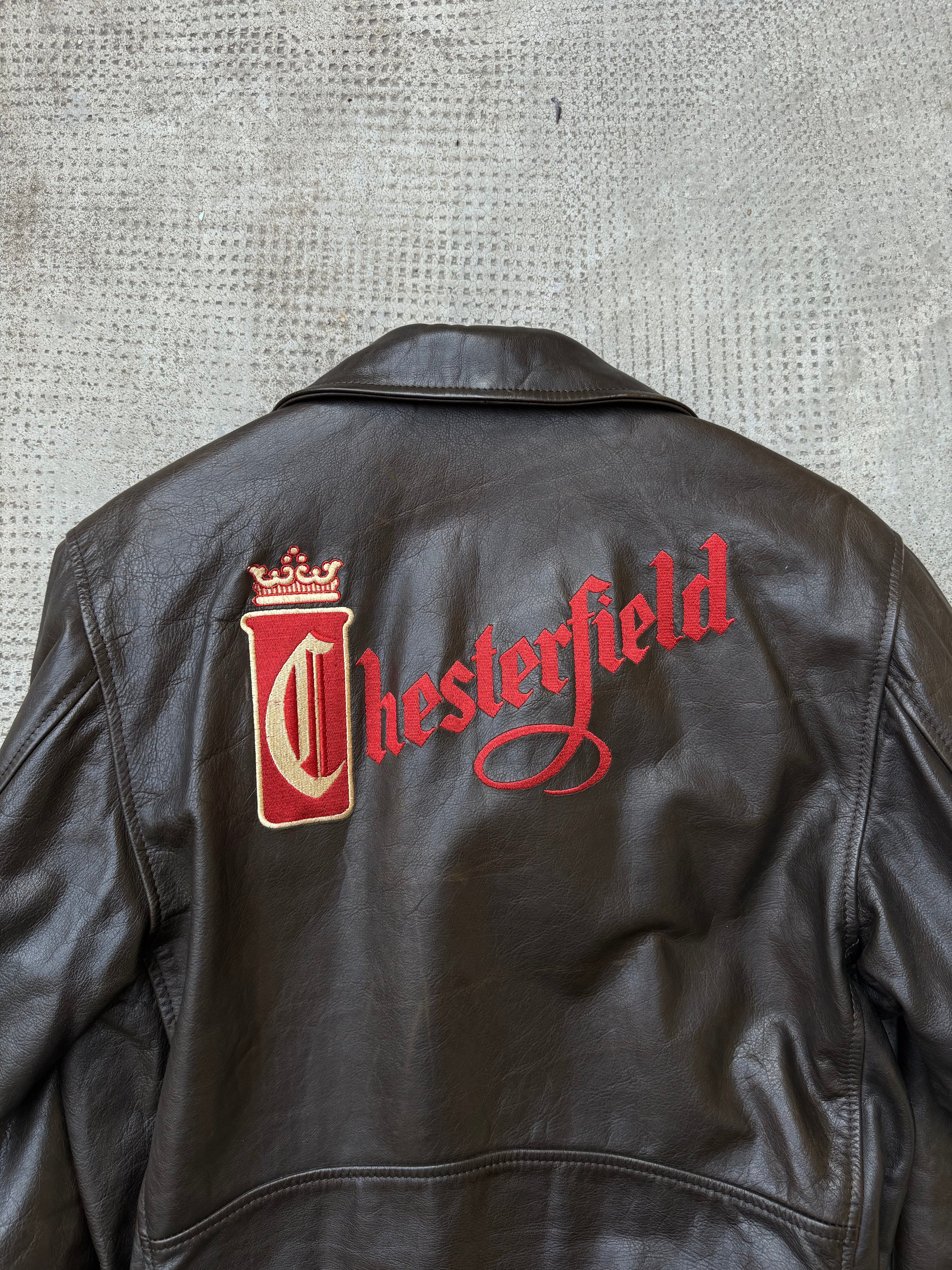 1990S VINTAGE CHESTERFIELD LEATHER JACKET (L)