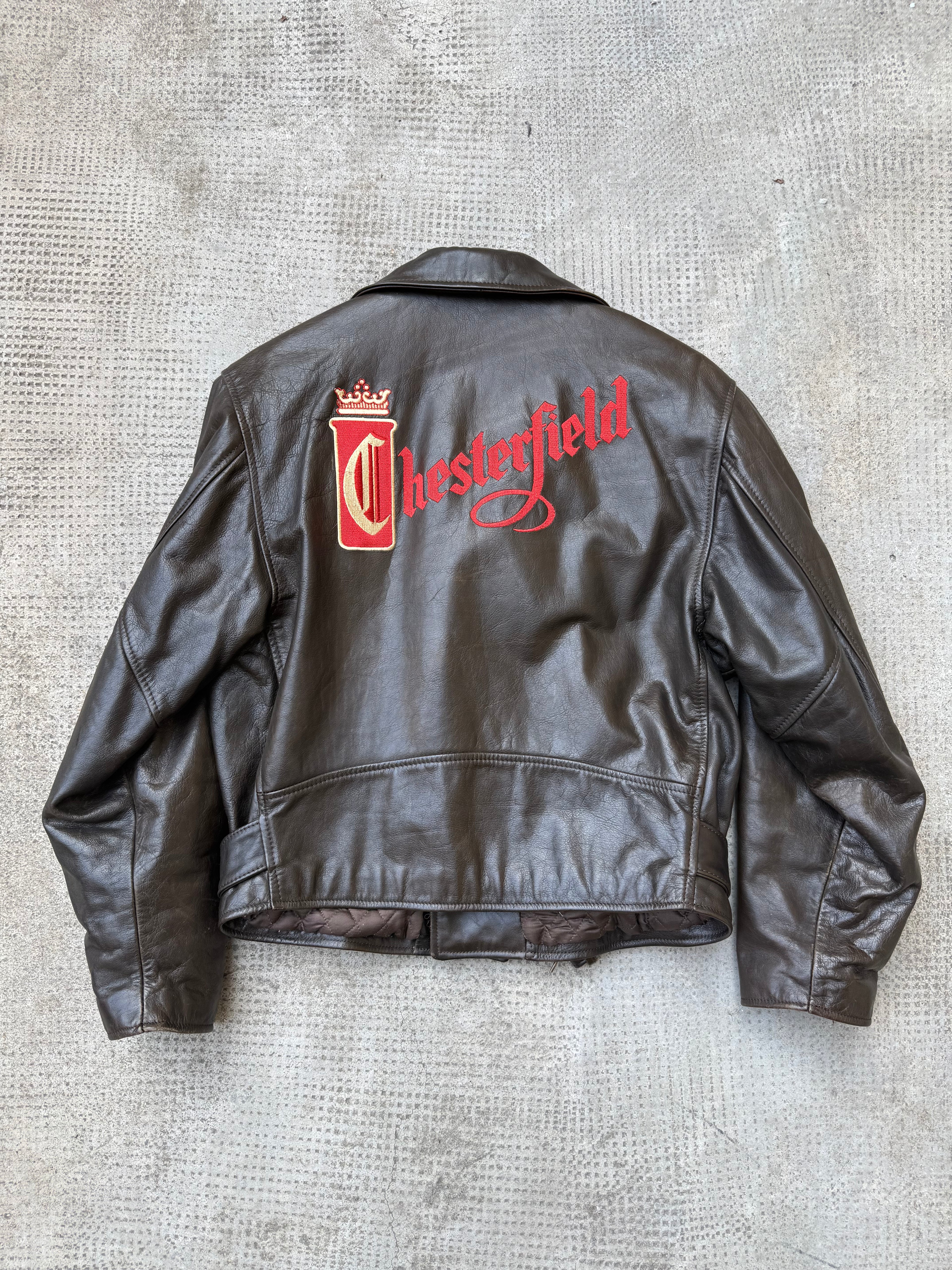 1990S VINTAGE CHESTERFIELD LEATHER JACKET (L)