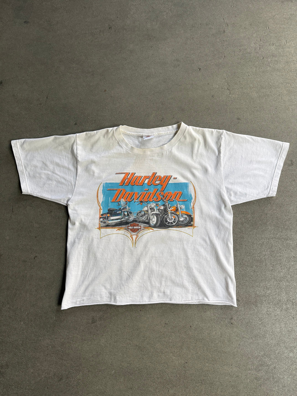 2000S HARLEY DAVIDSON UNITED EMIRATES CROPPED BOXY T-SHIRT (L)