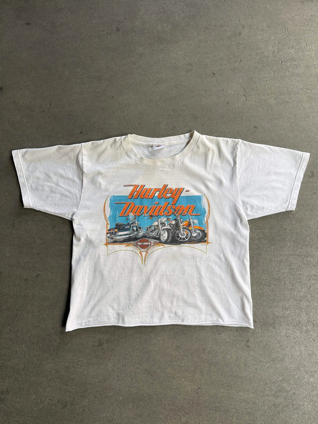2000S HARLEY DAVIDSON UNITED EMIRATES CROPPED BOXY T-SHIRT (L)
