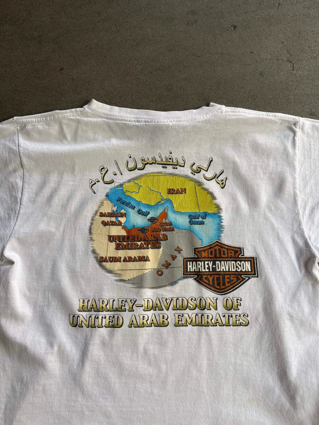 2000S HARLEY DAVIDSON UNITED EMIRATES CROPPED BOXY T-SHIRT (L)