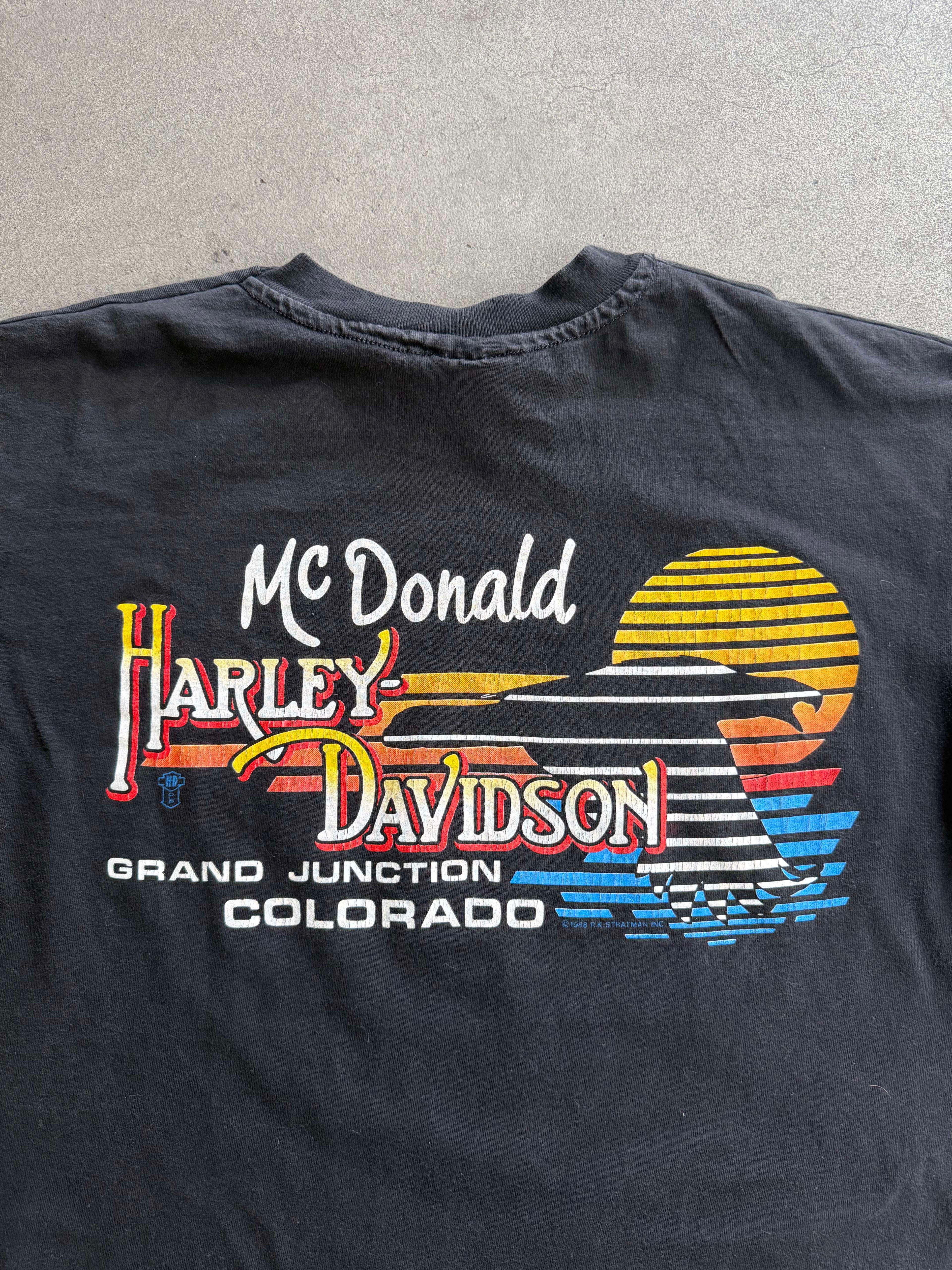 1998 HARLEY DAVIDSON "MC DONALD GRAND JUNCTION" COLORADO COW SKULL T-SHIRT (L)
