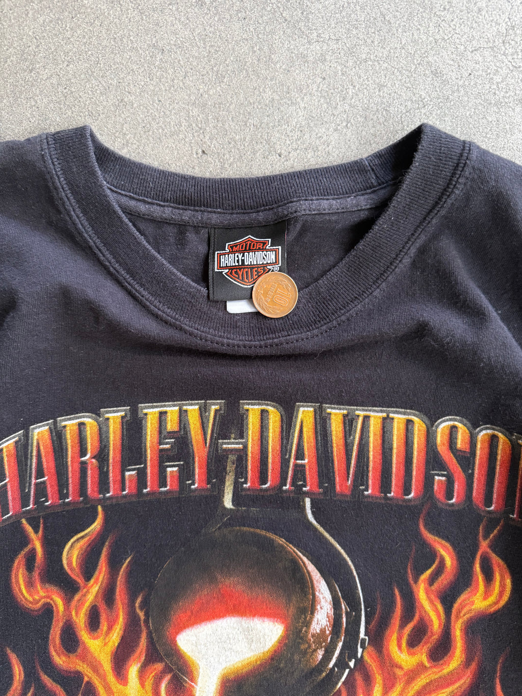2000S HARLEY DAVIDSON "FORGED IN STEEL" LAS VEGAS FLAMES LONG SLEEVES (L)