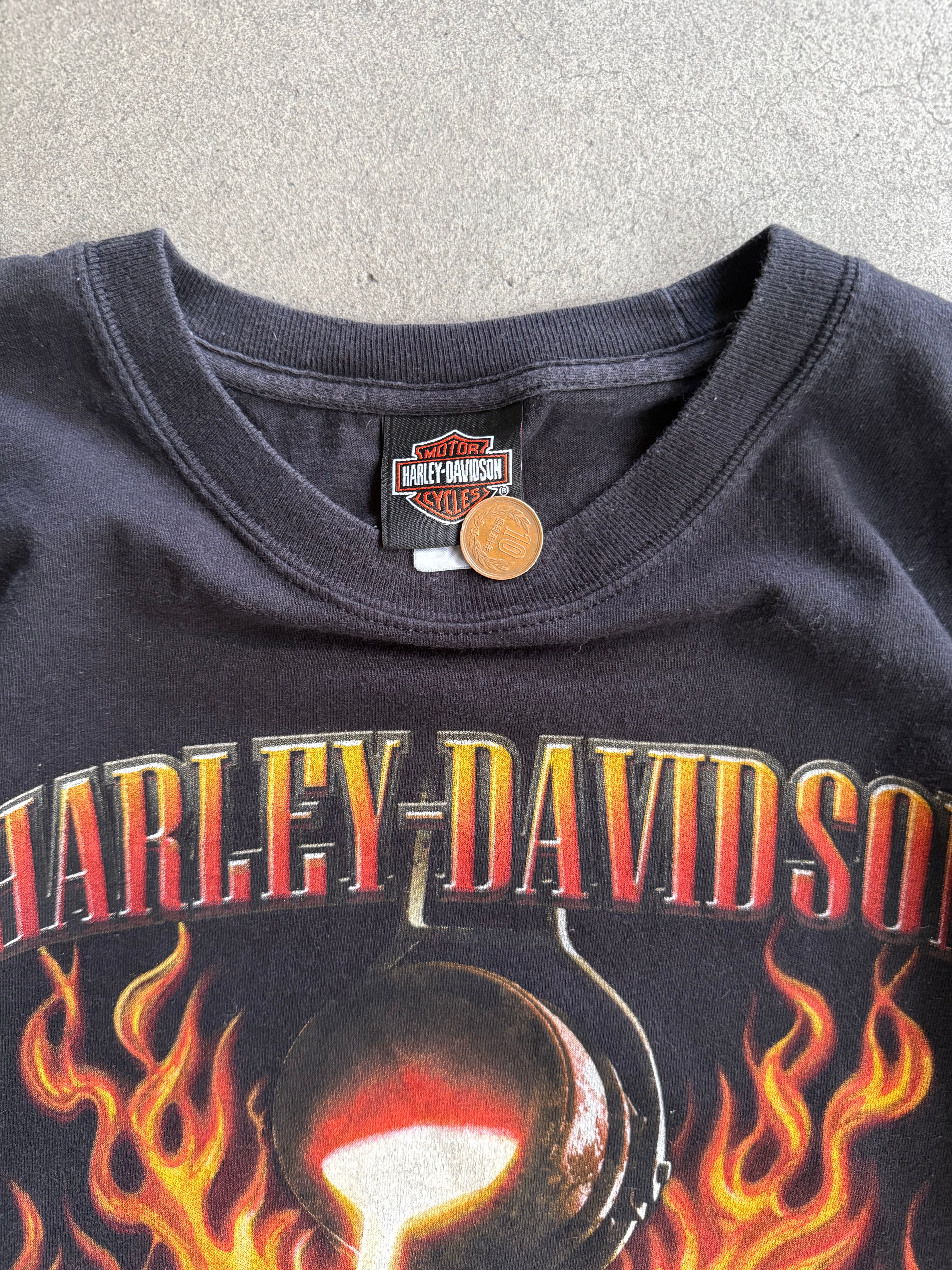 2000S HARLEY DAVIDSON "FORGED IN STEEL" LAS VEGAS FLAMES LONG SLEEVES (L)