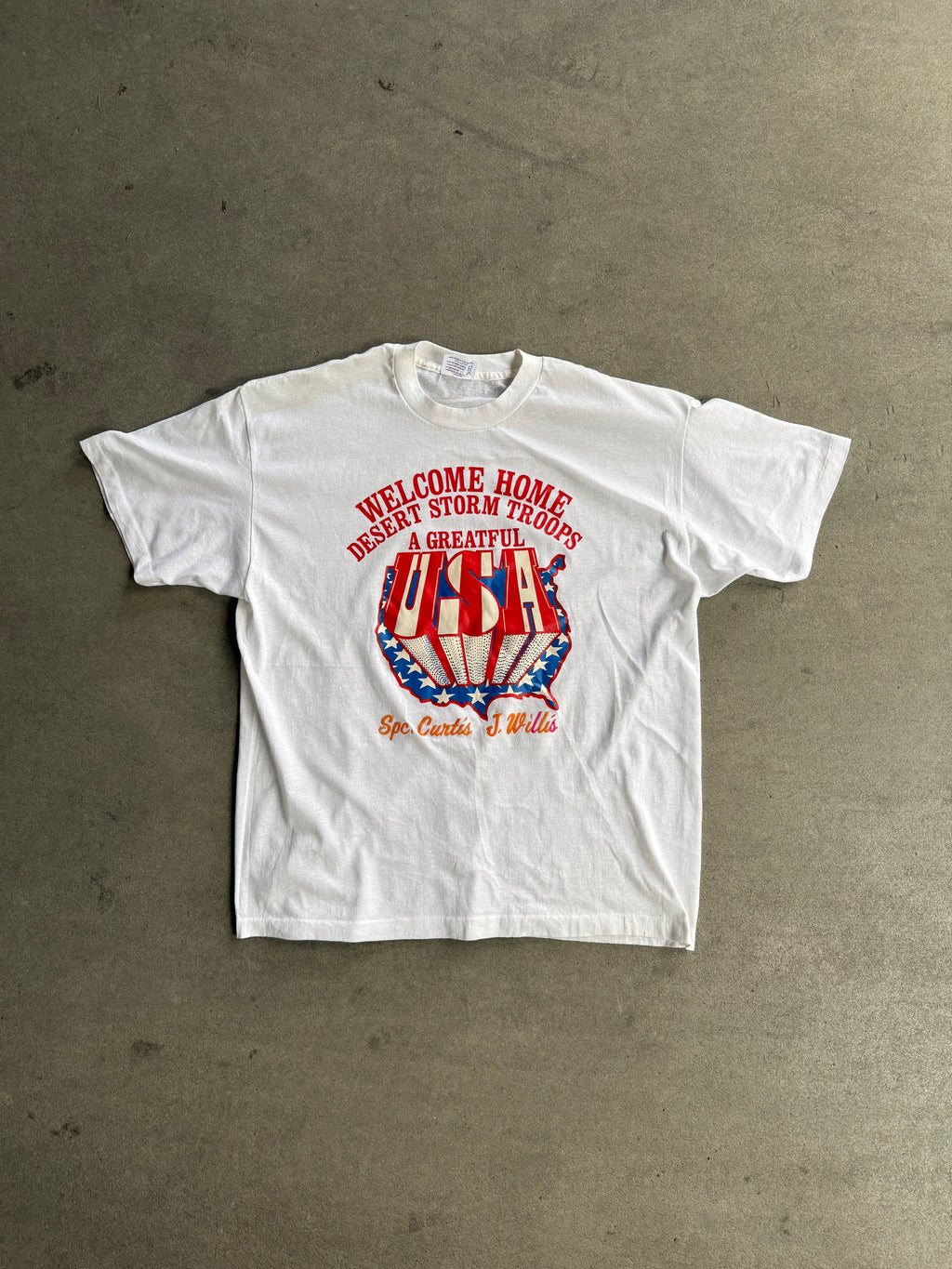 1991 WELCOME HOME DESERT STORM TROOPS USA SINGLE STICH T-SHIRT (XXL)