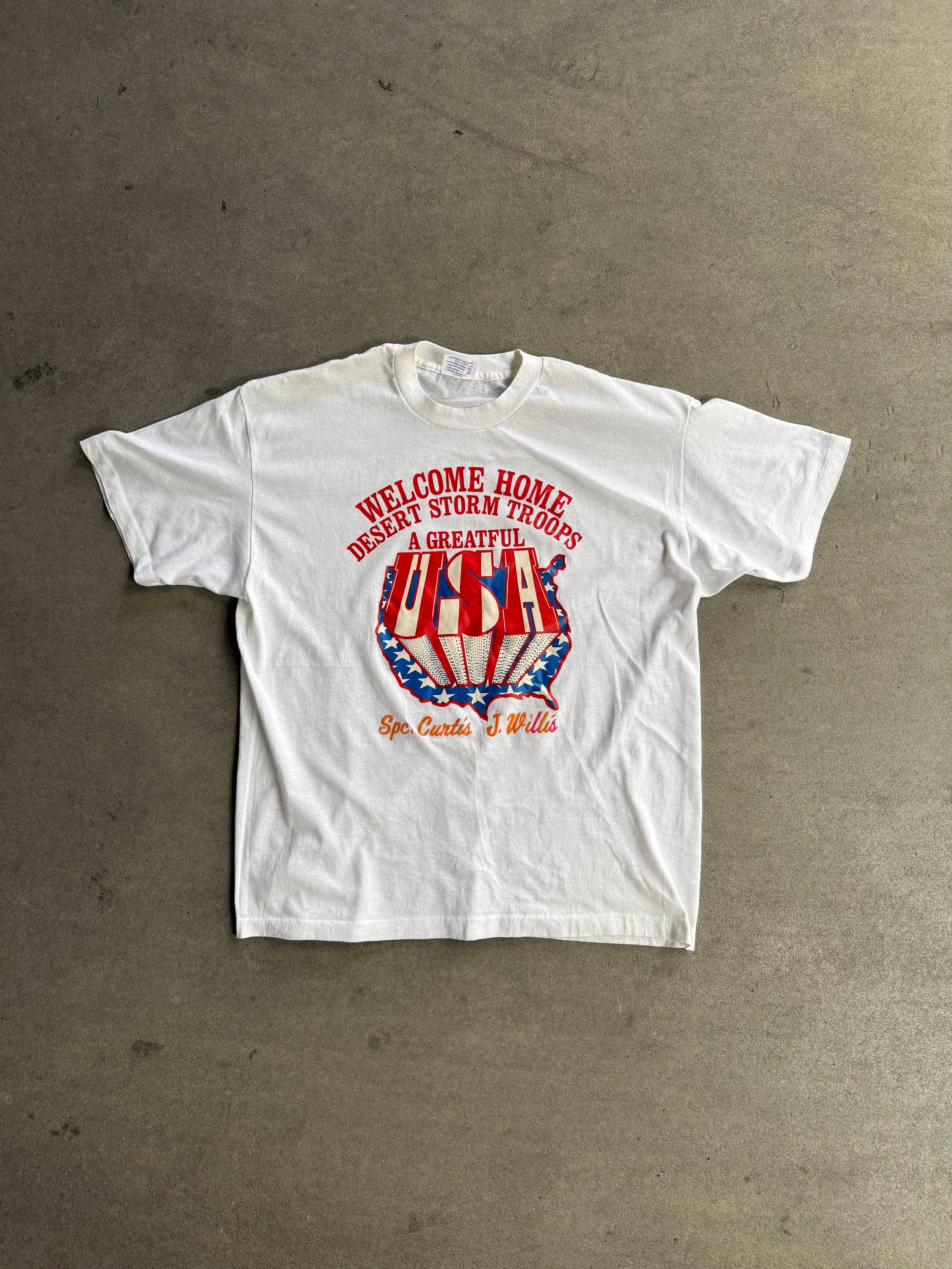 1991 WELCOME HOME DESERT STORM TROOPS USA SINGLE STICH T-SHIRT (XXL)