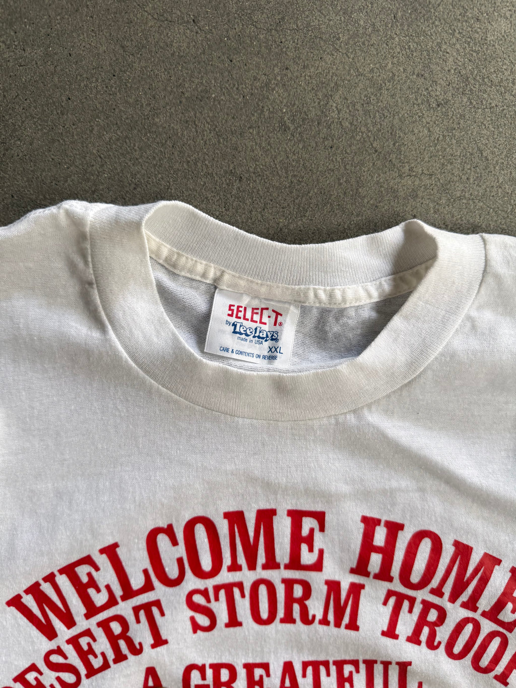 1991 WELCOME HOME DESERT STORM TROOPS USA SINGLE STICH T-SHIRT (XXL)