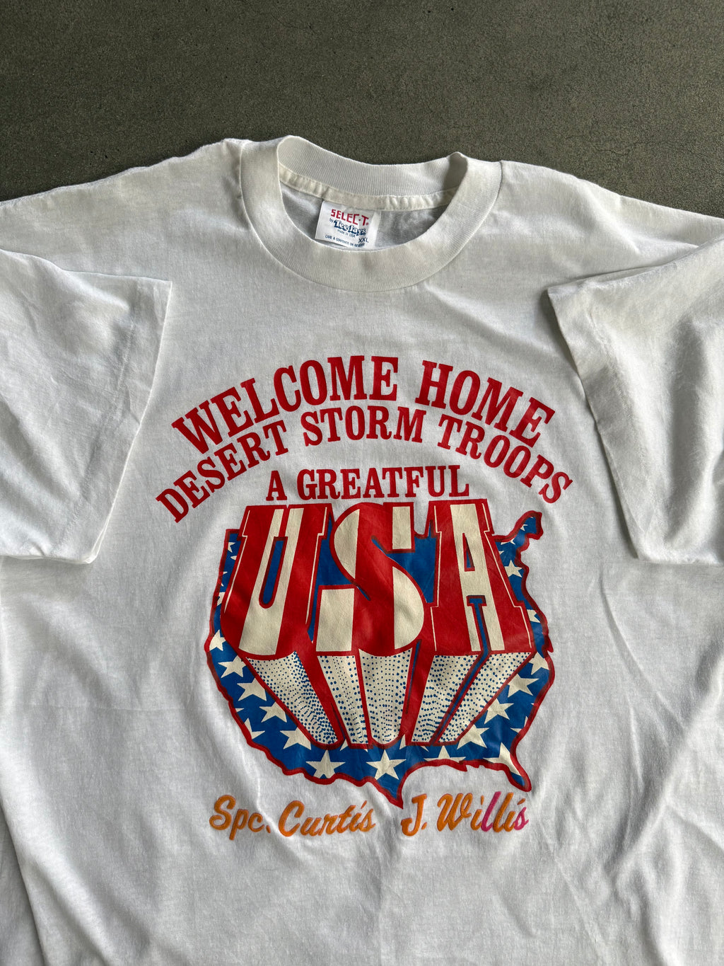 1991 WELCOME HOME DESERT STORM TROOPS USA SINGLE STICH T-SHIRT (XXL)