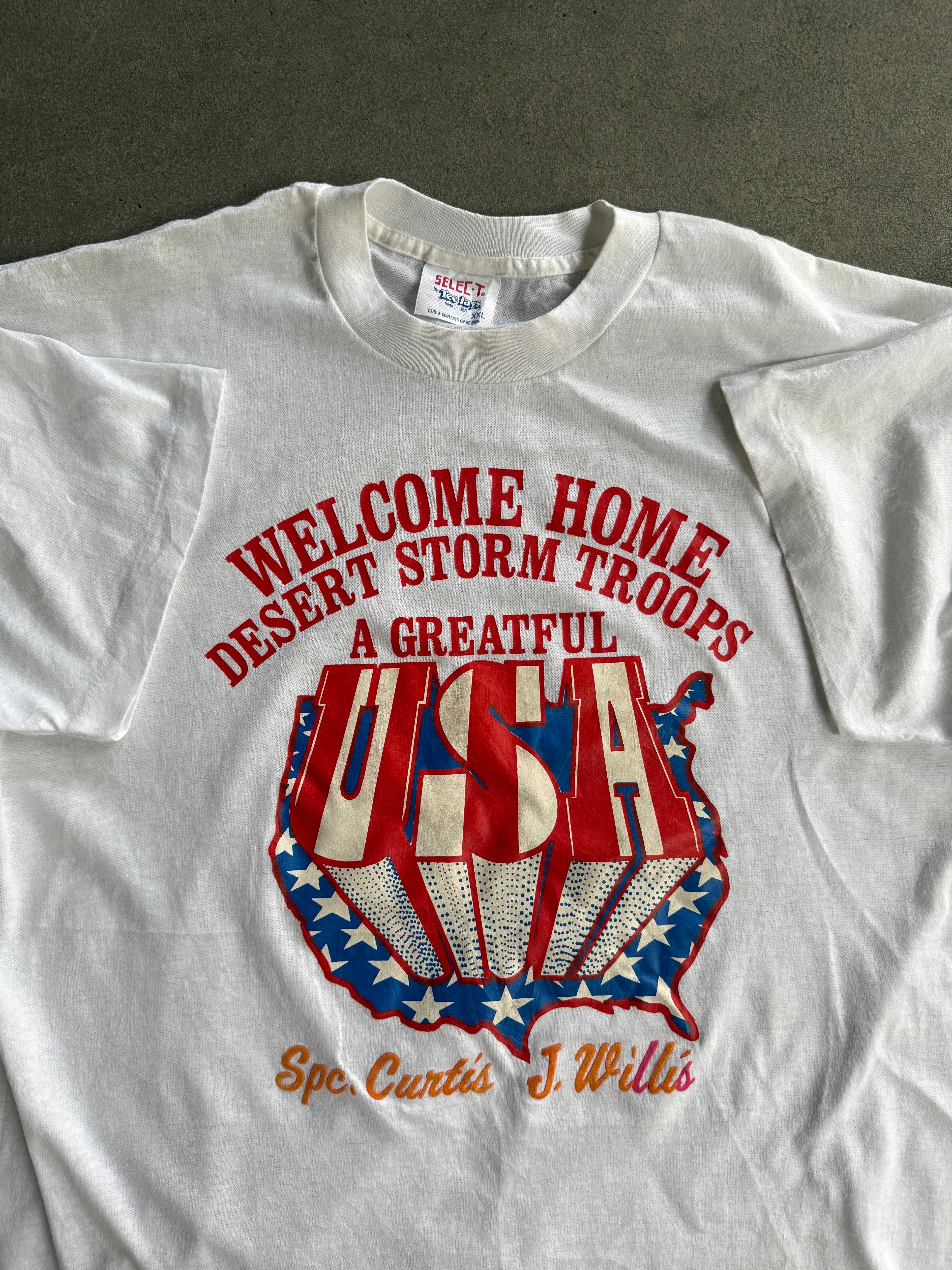 1991 WELCOME HOME DESERT STORM TROOPS USA SINGLE STICH T-SHIRT (XXL)