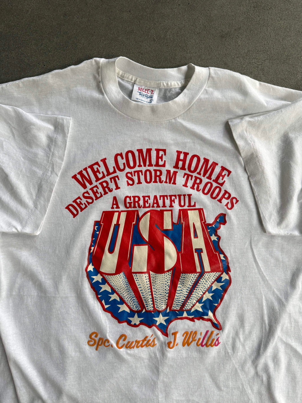 1991 WELCOME HOME DESERT STORM TROOPS USA SINGLE STICH T-SHIRT (XXL)
