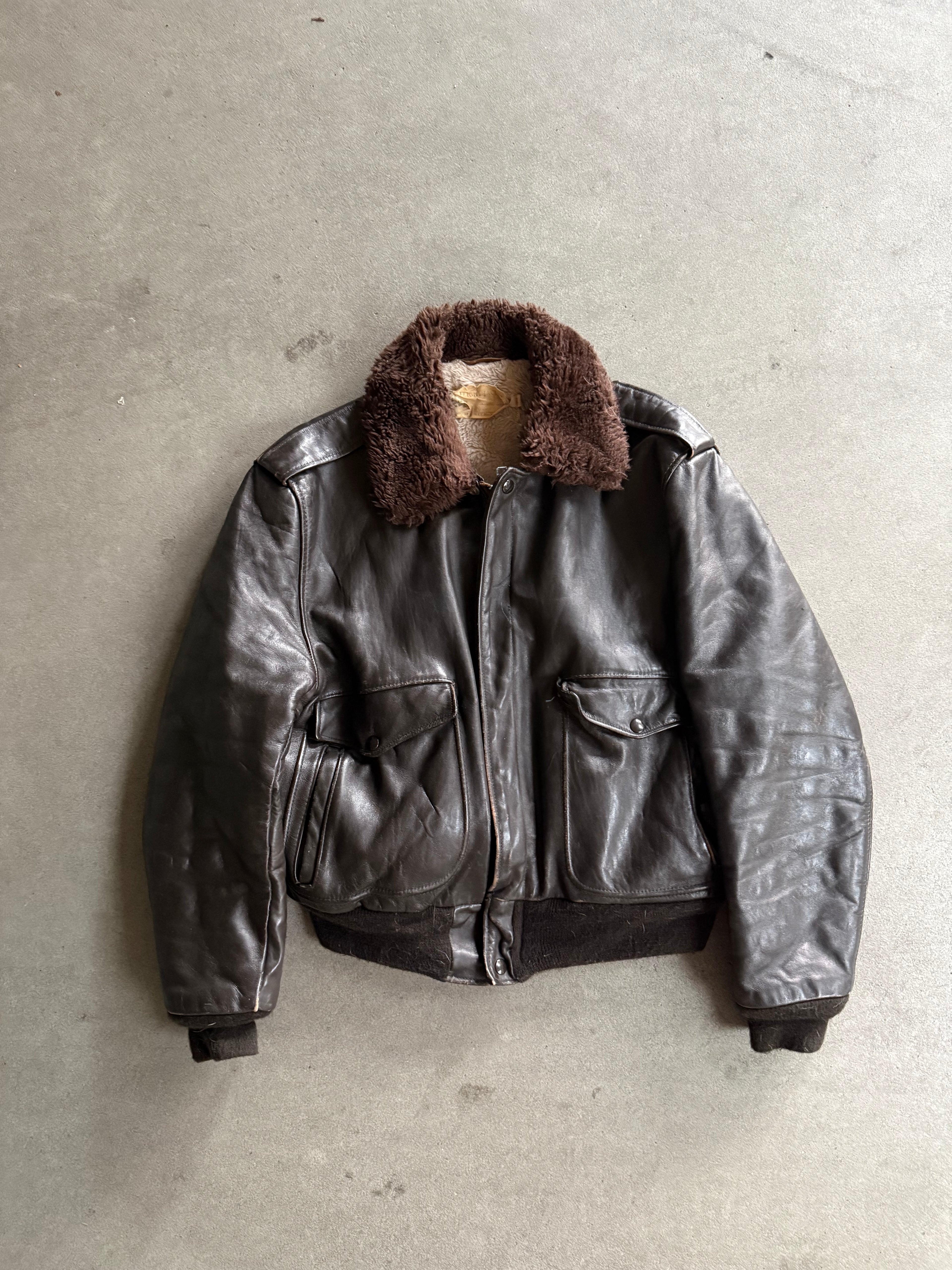 1970S SCHOTT 674 TALON ZIP LEATHER JACKET (L)