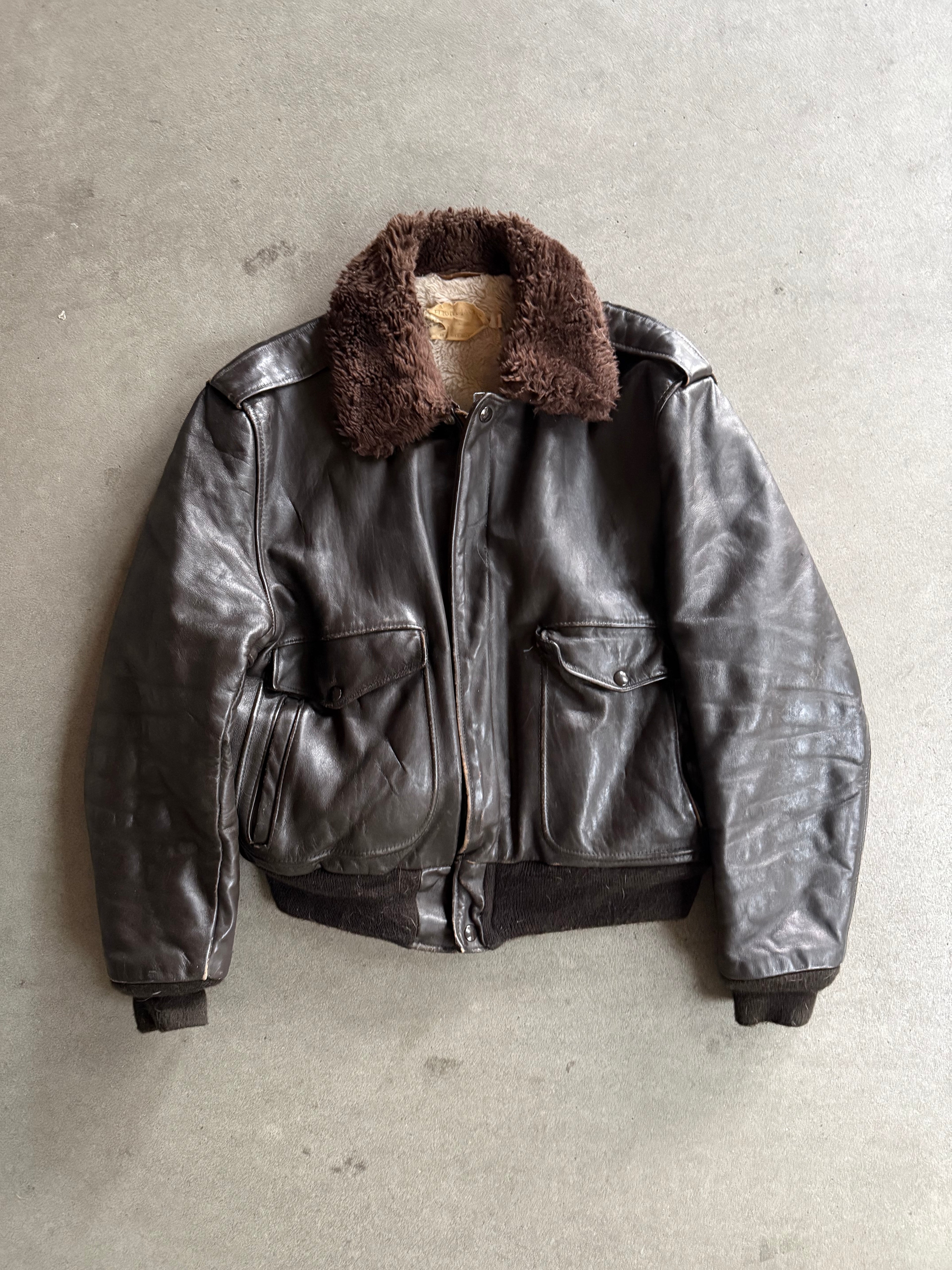 1970S SCHOTT 674 TALON ZIP VINTAGE LEATHER JACKET (L)