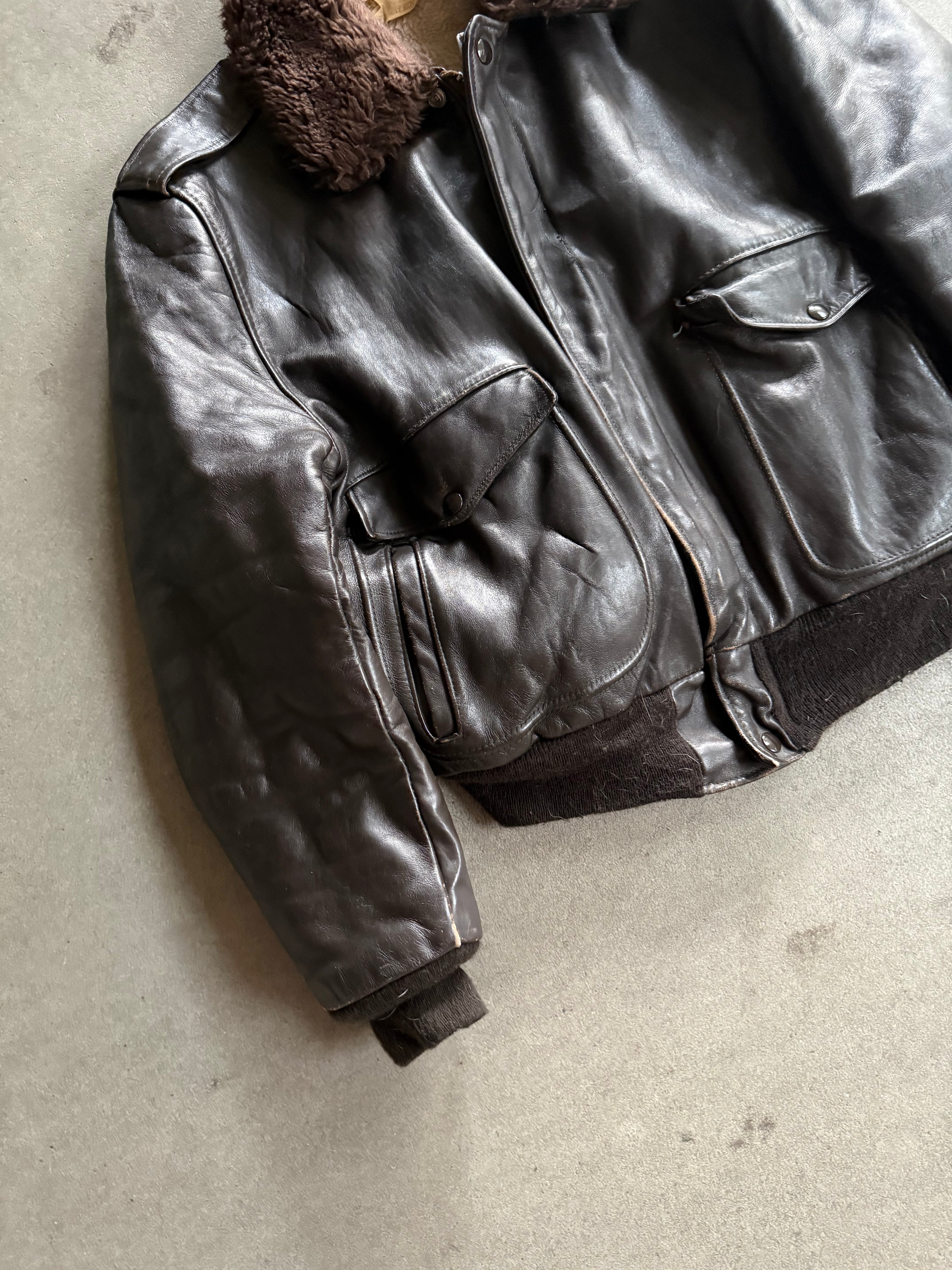 1970S SCHOTT 674 TALON ZIP LEATHER JACKET (L)