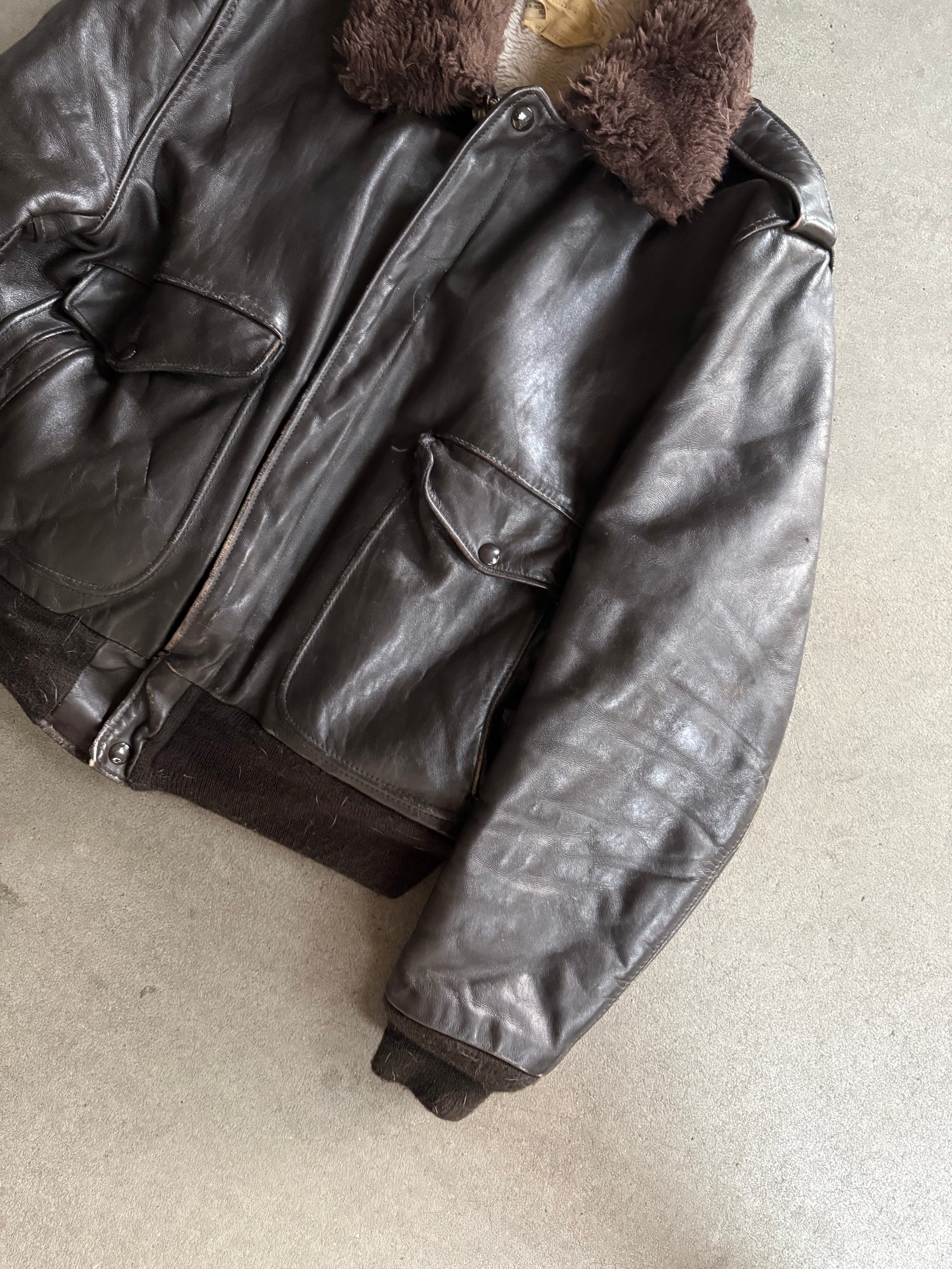 1970S SCHOTT 674 TALON ZIP LEATHER JACKET (L)