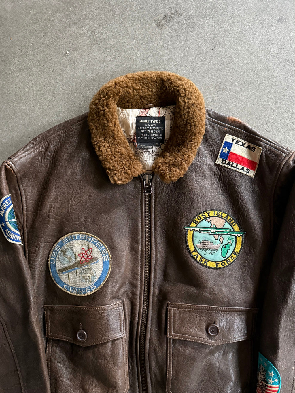 90S AVIREX G-1 LEATHER PILOT JACKET "BUSY ISLAND" (52)