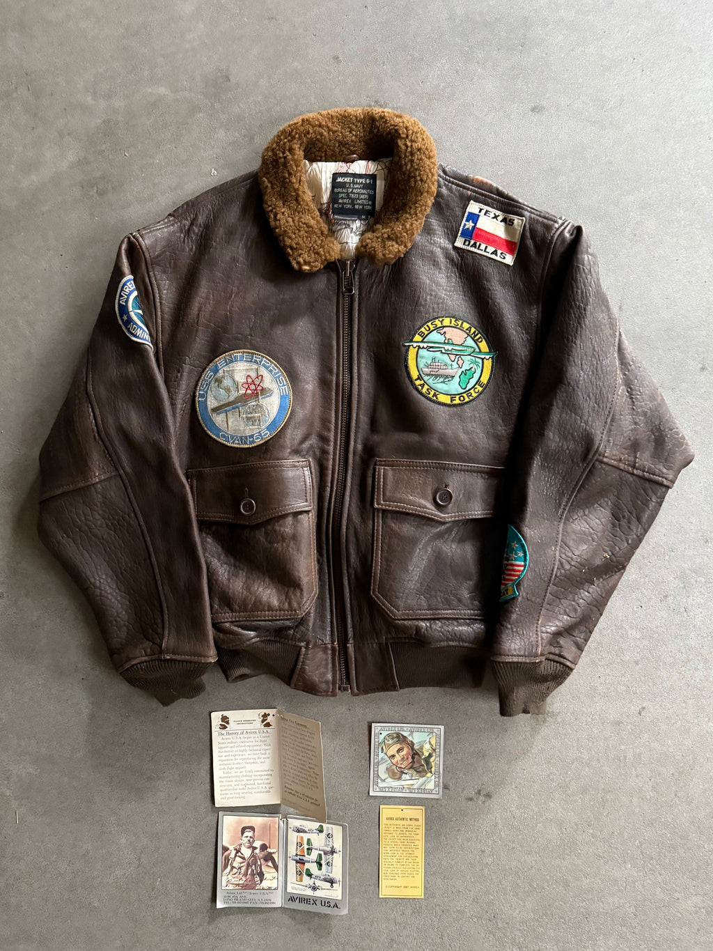 90S AVIREX G-1 LEATHER PILOT JACKET "BUSY ISLAND" (52)