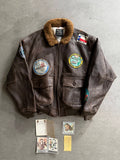 90S AVIREX G-1 LEATHER PILOT JACKET "BUSY ISLAND" (52)