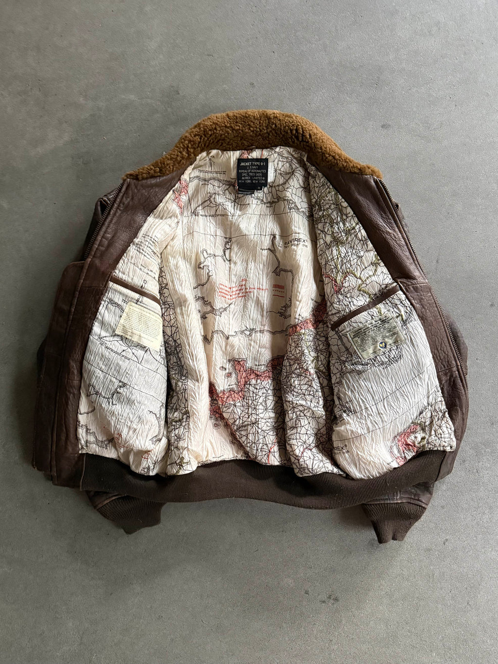 90S AVIREX G-1 LEATHER PILOT JACKET "BUSY ISLAND" (52)