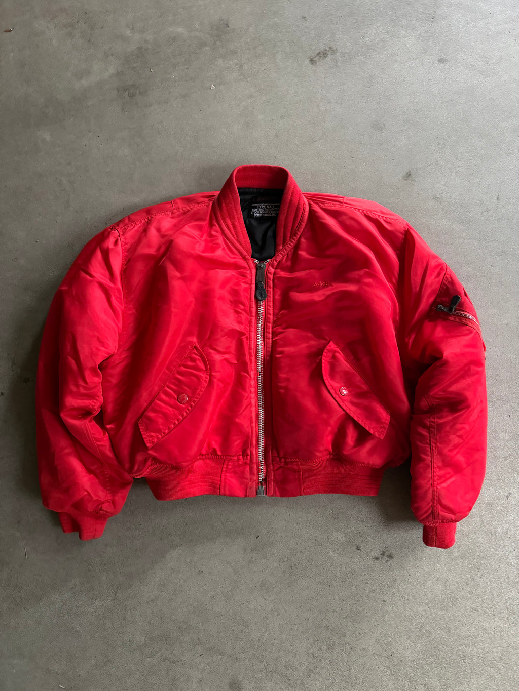 1990S SCHOTT MA-1 VINTAGE NYLON BOMBER JACKET 90s (S)