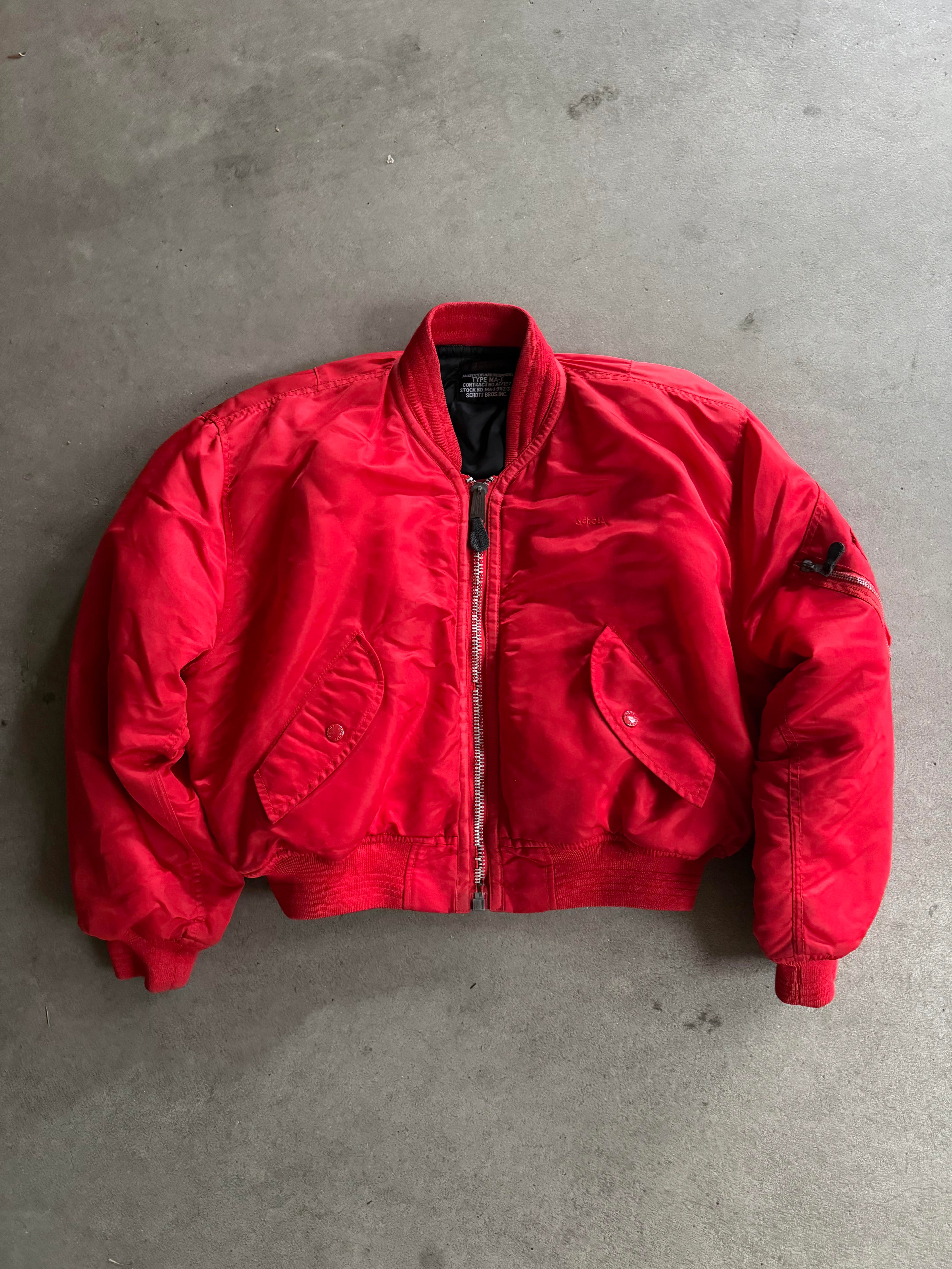 1990S SCHOTT MA-1 VINTAGE NYLON BOMBER JACKET 90s (S)