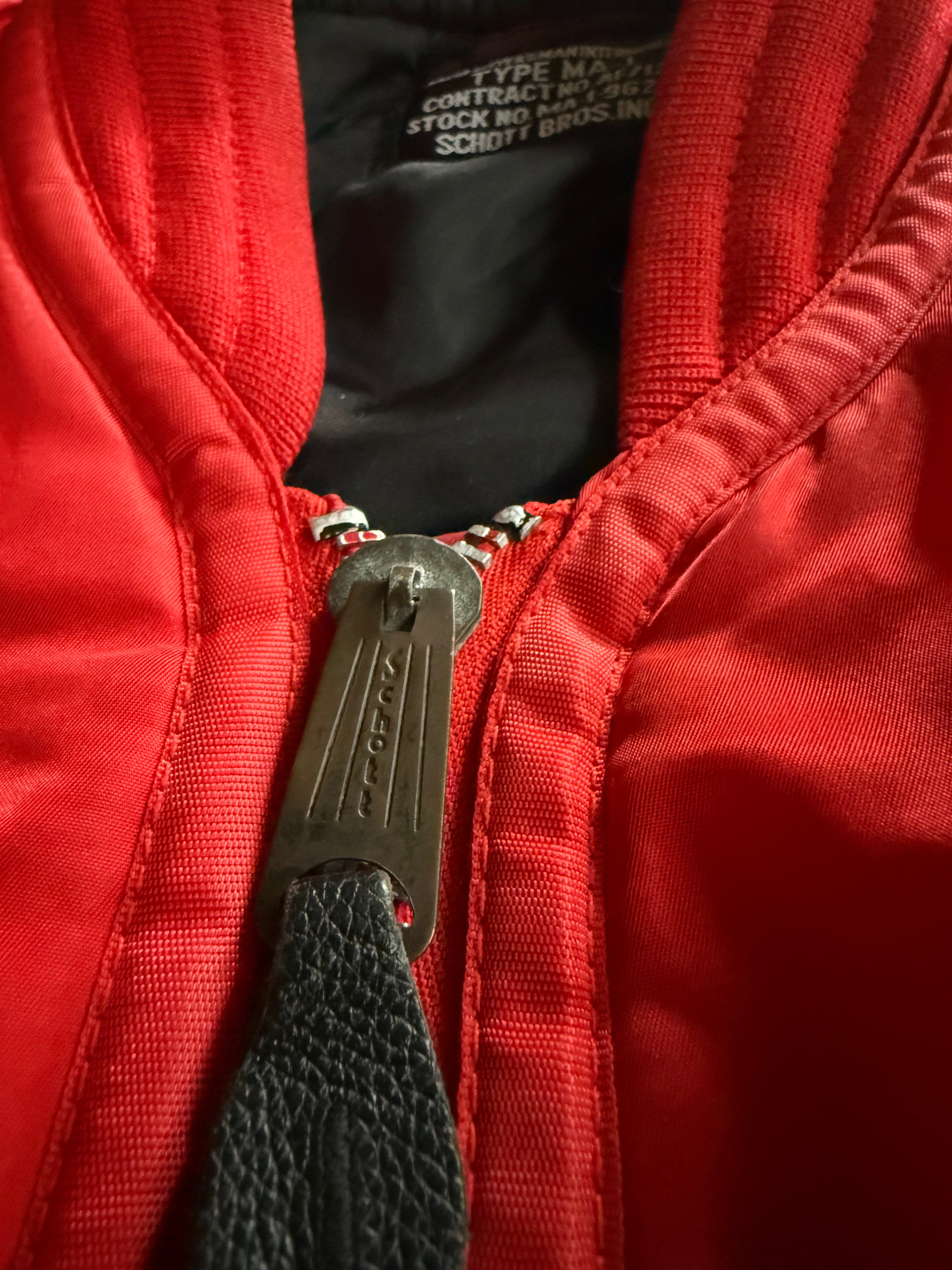 1990S SCHOTT MA-1 VINTAGE NYLON BOMBER JACKET 90s (S)