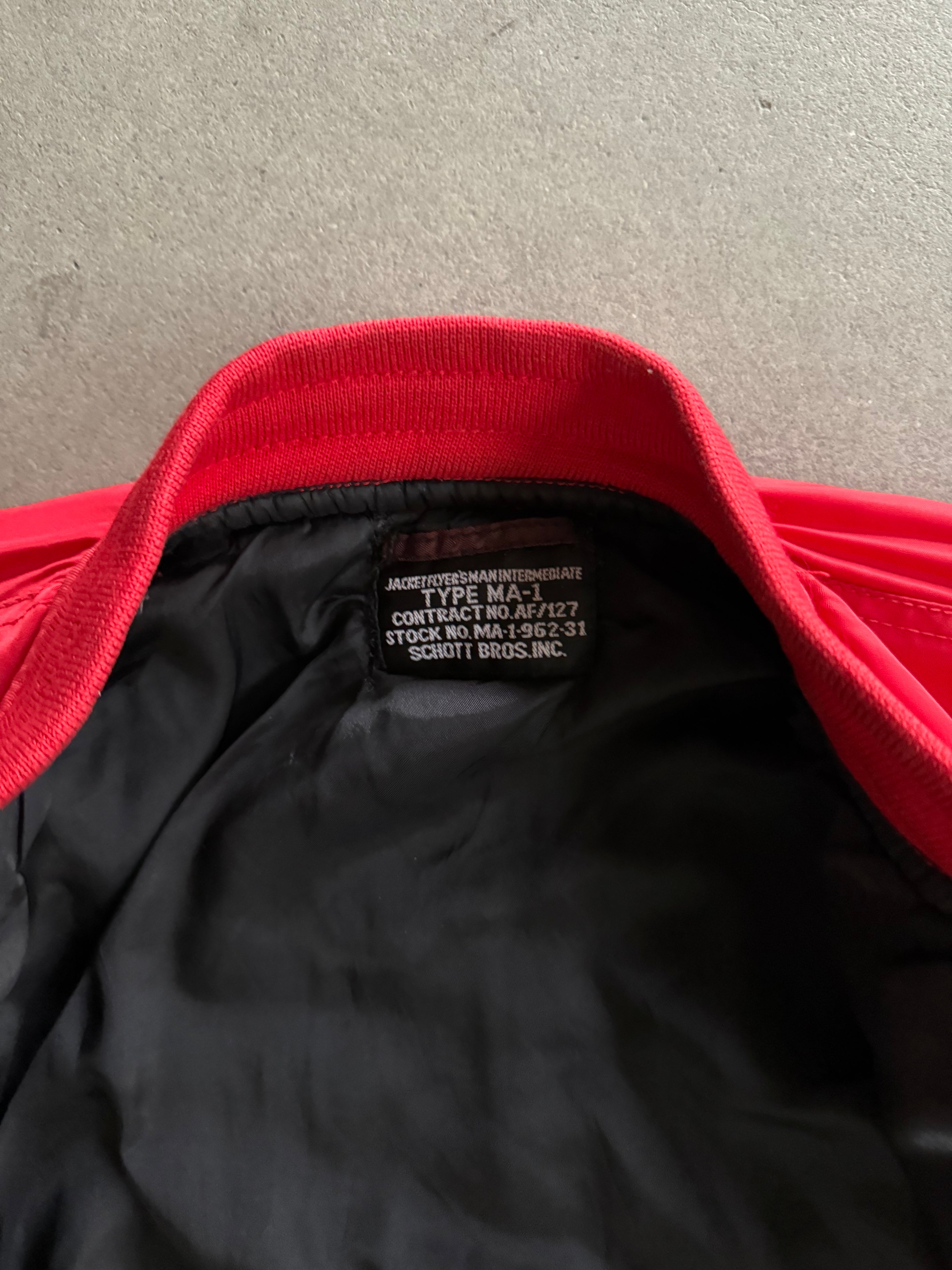 1990S SCHOTT MA-1 VINTAGE NYLON BOMBER JACKET 90s (S)