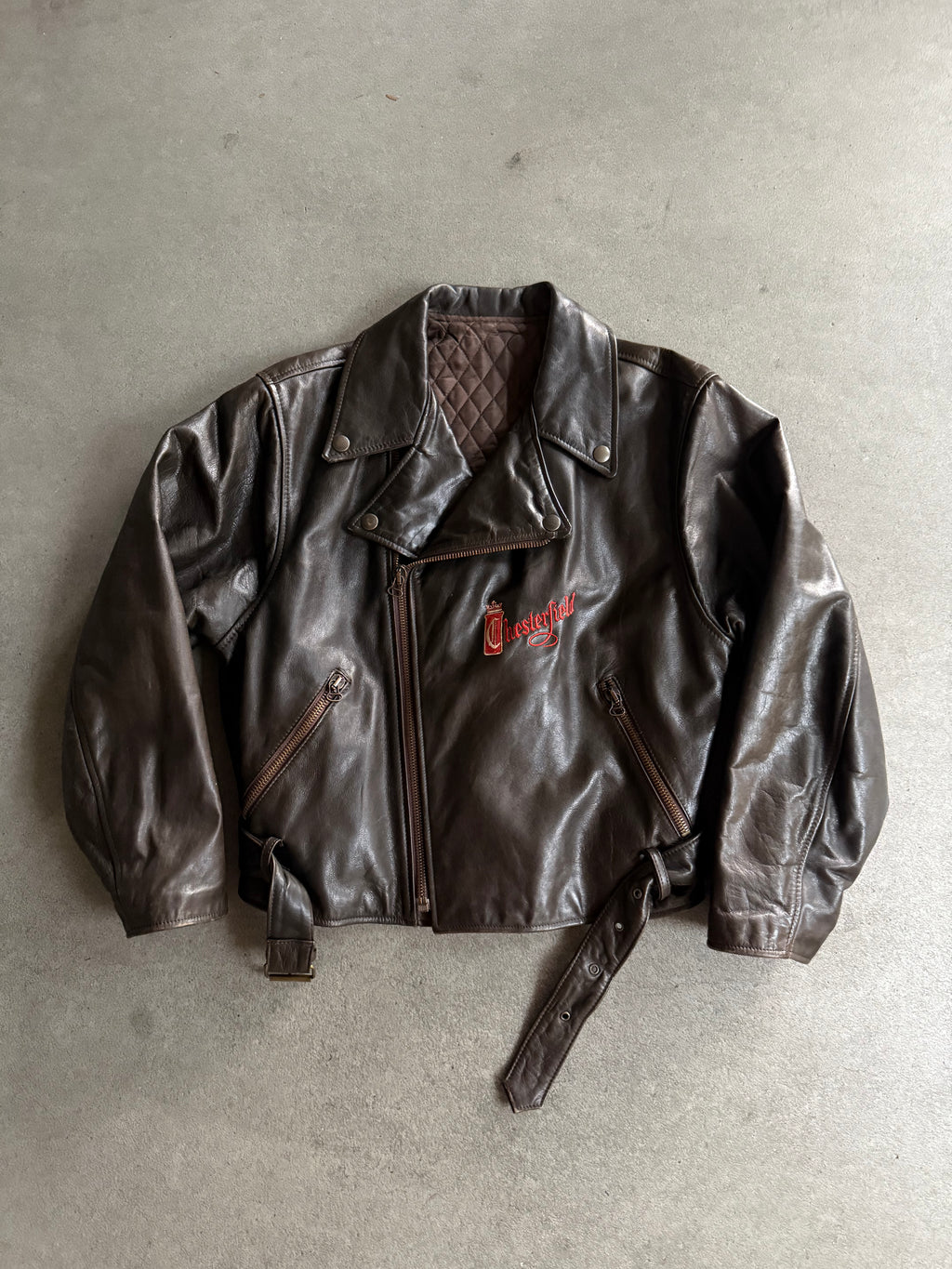 1990S VINTAGE CHESTERFIELD VINTAGE LEATHER JACKET (L)