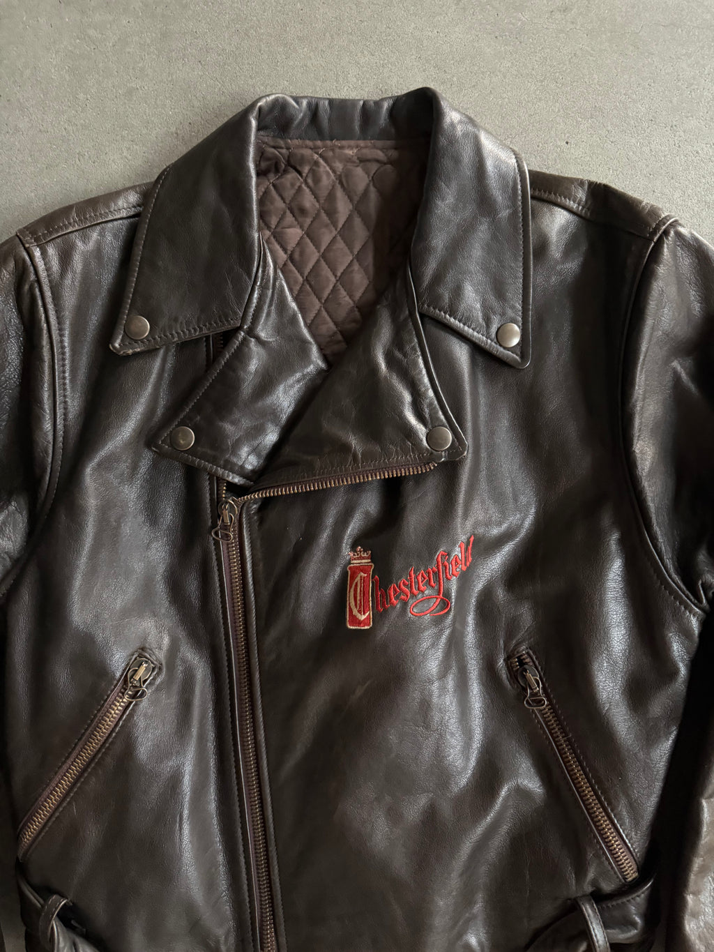 1990S VINTAGE CHESTERFIELD VINTAGE LEATHER JACKET (L)