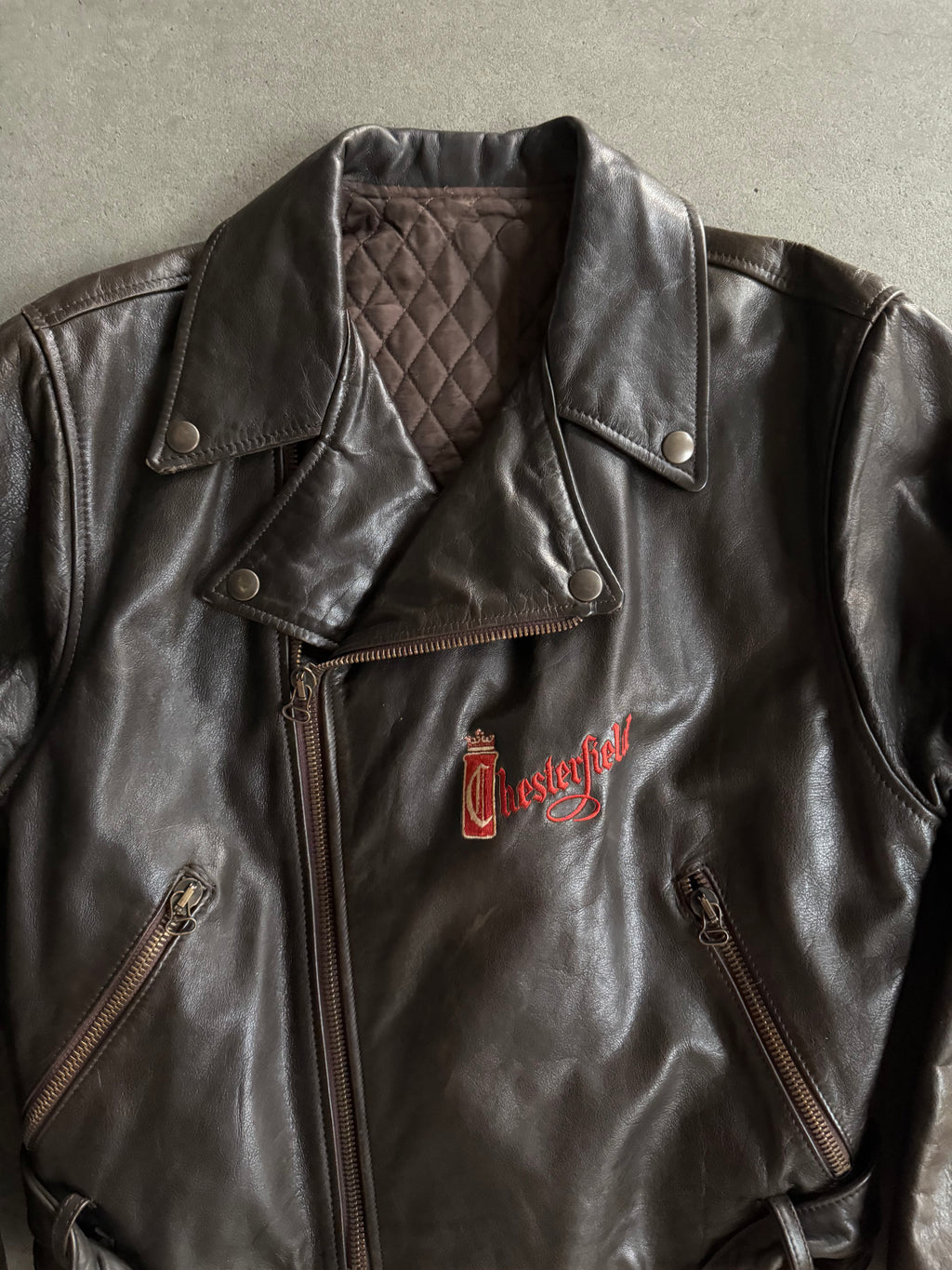 1990S VINTAGE CHESTERFIELD VINTAGE LEATHER JACKET (L)