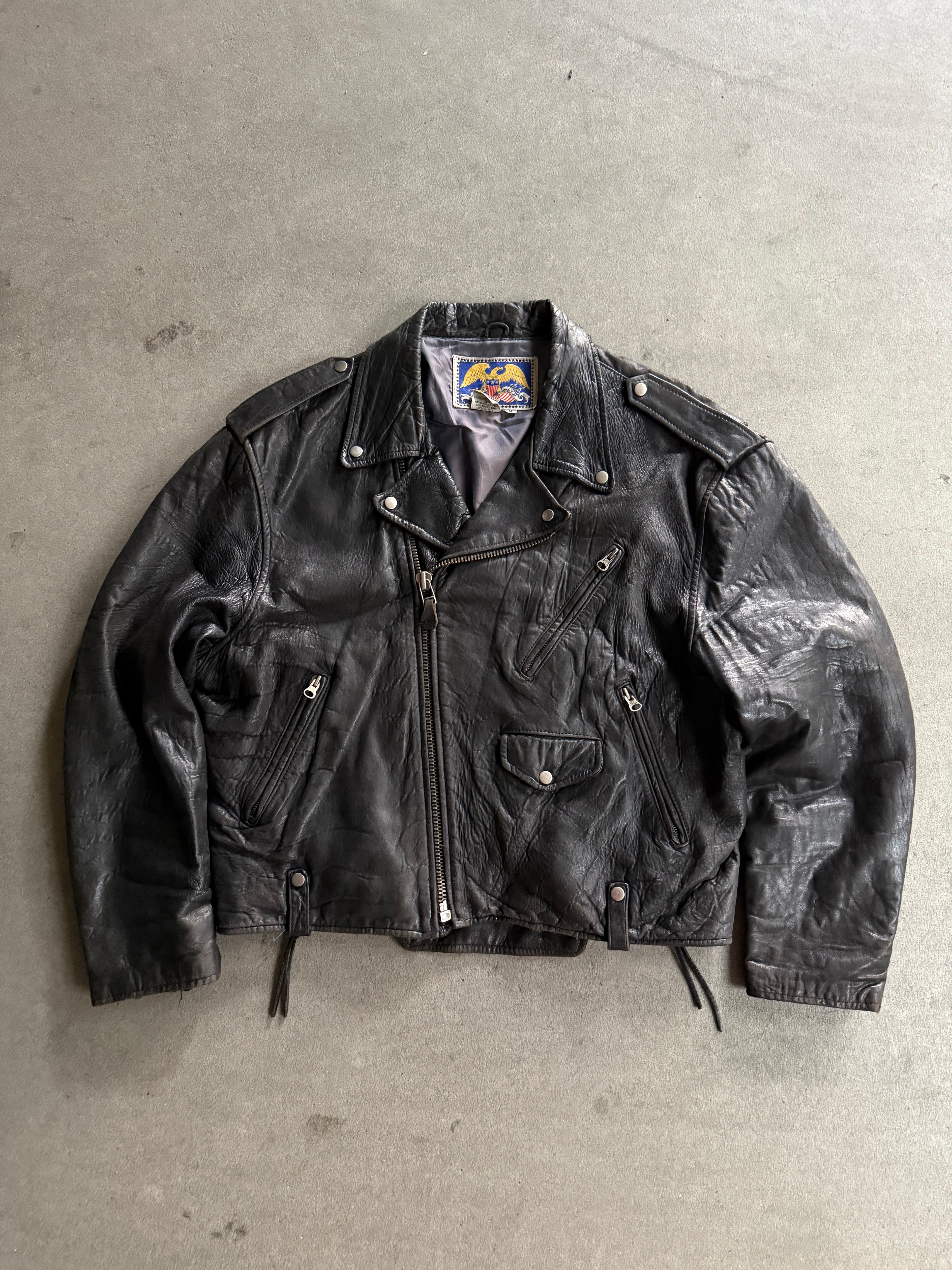 1990S AVIREX VINTAGE MOTORCYCLE LEATHER JACKET (M)