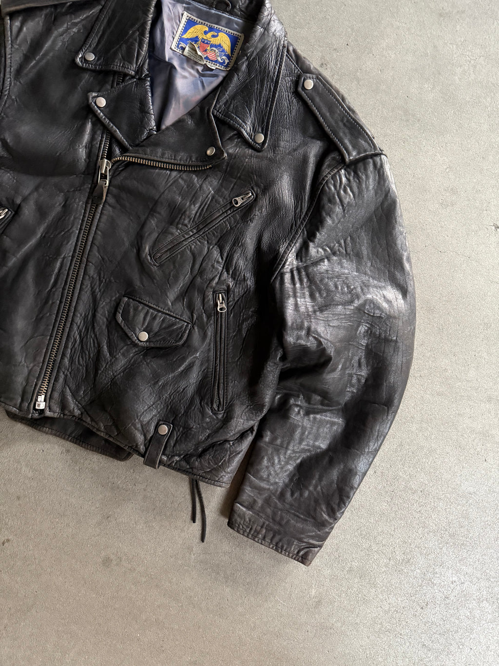 1990S AVIREX VINTAGE MOTORCYCLE LEATHER JACKET (M)