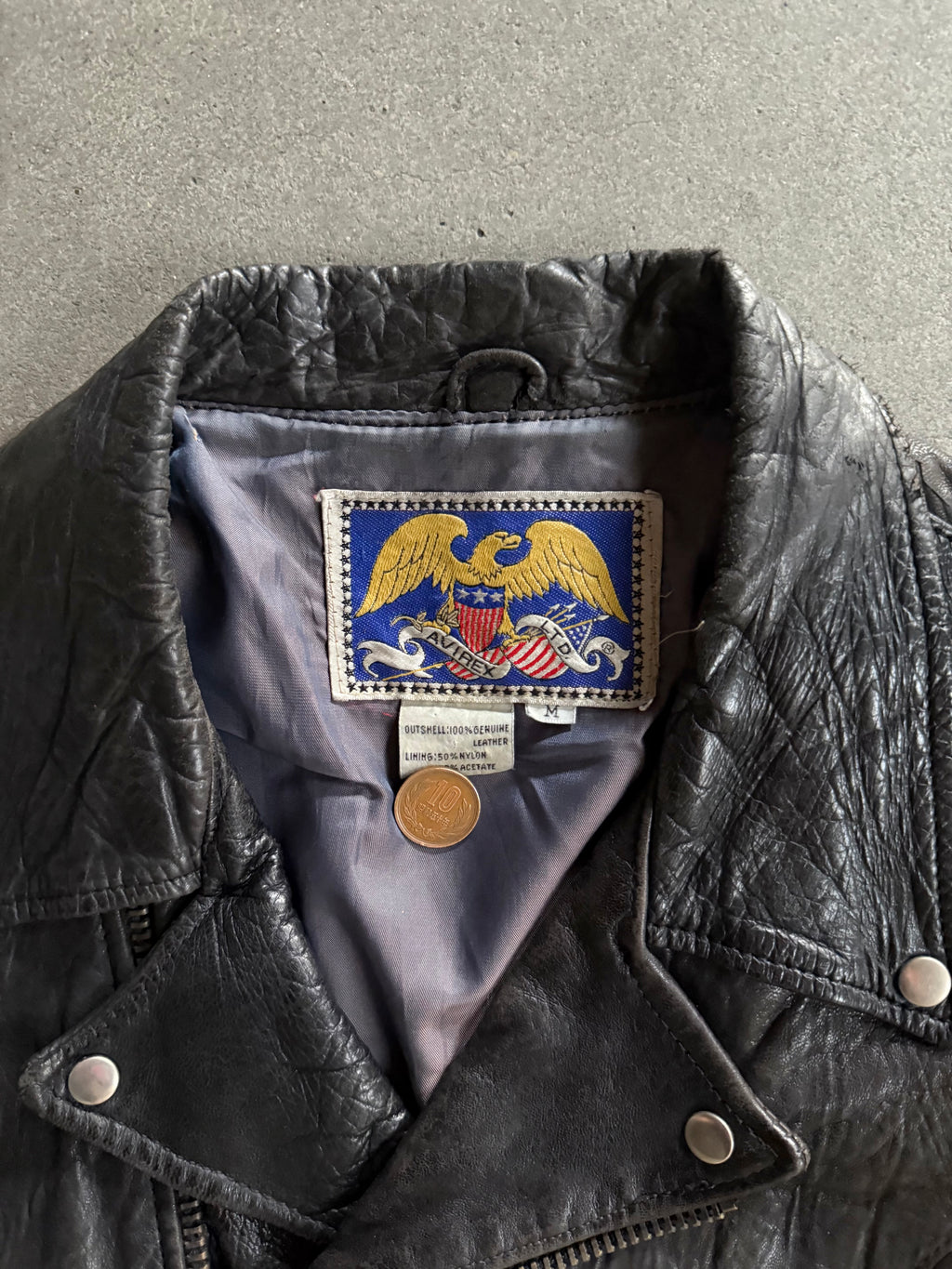 1990S AVIREX VINTAGE MOTORCYCLE LEATHER JACKET (M)