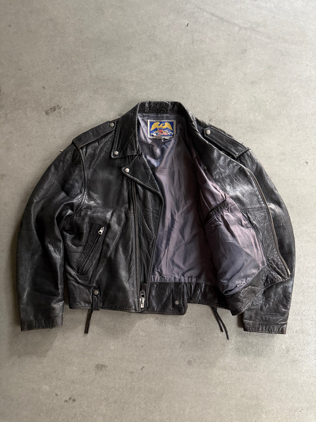 1990S AVIREX VINTAGE MOTORCYCLE LEATHER JACKET (M)