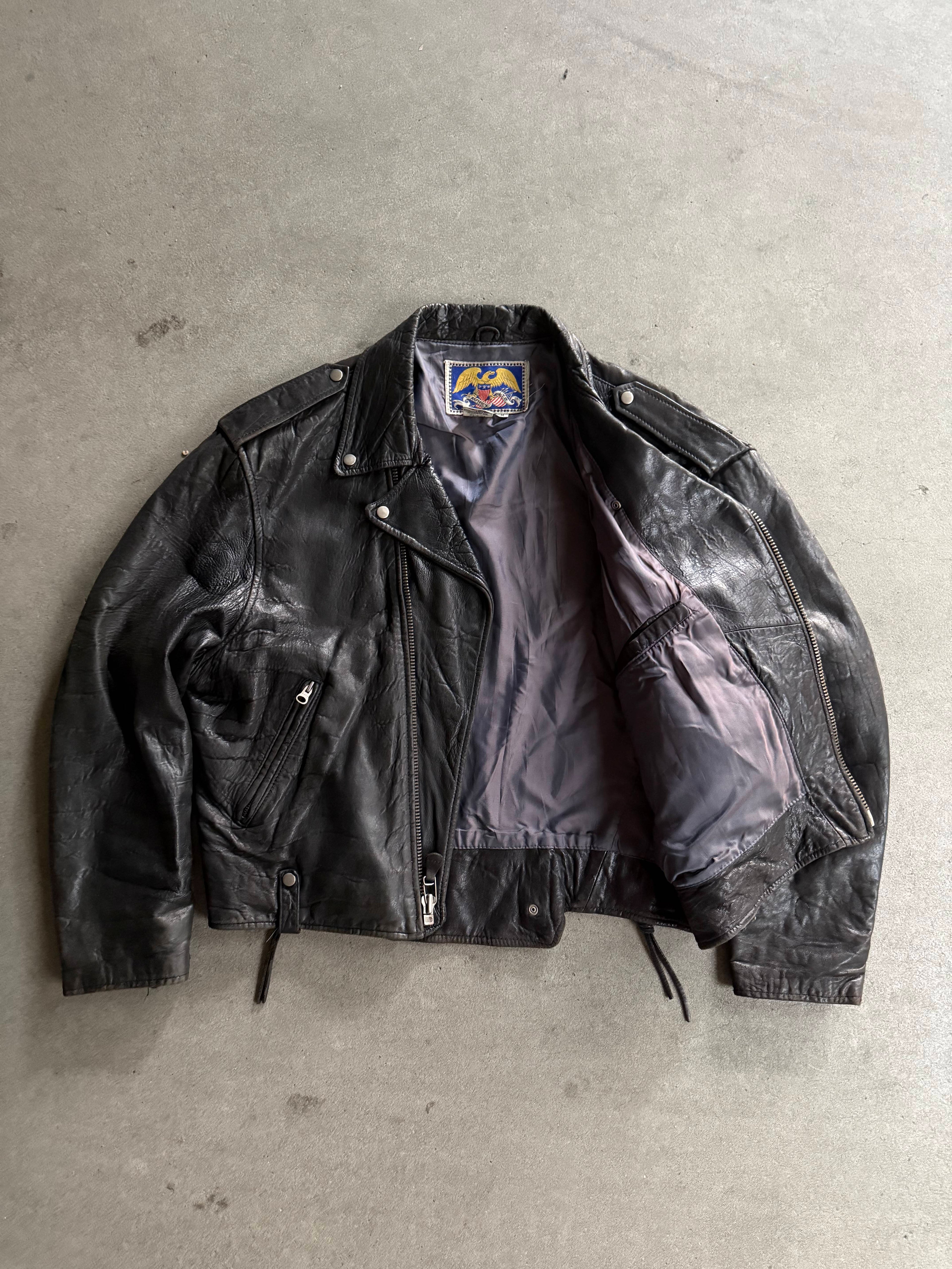 1990S AVIREX VINTAGE MOTORCYCLE LEATHER JACKET (M)