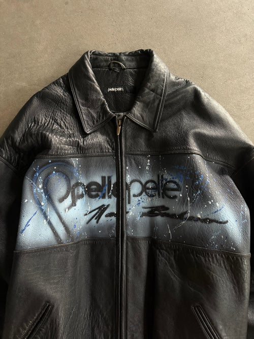 1990S PELLE PELLE GRAFFITI VINTAGE LEATHER JACKET (XXL)