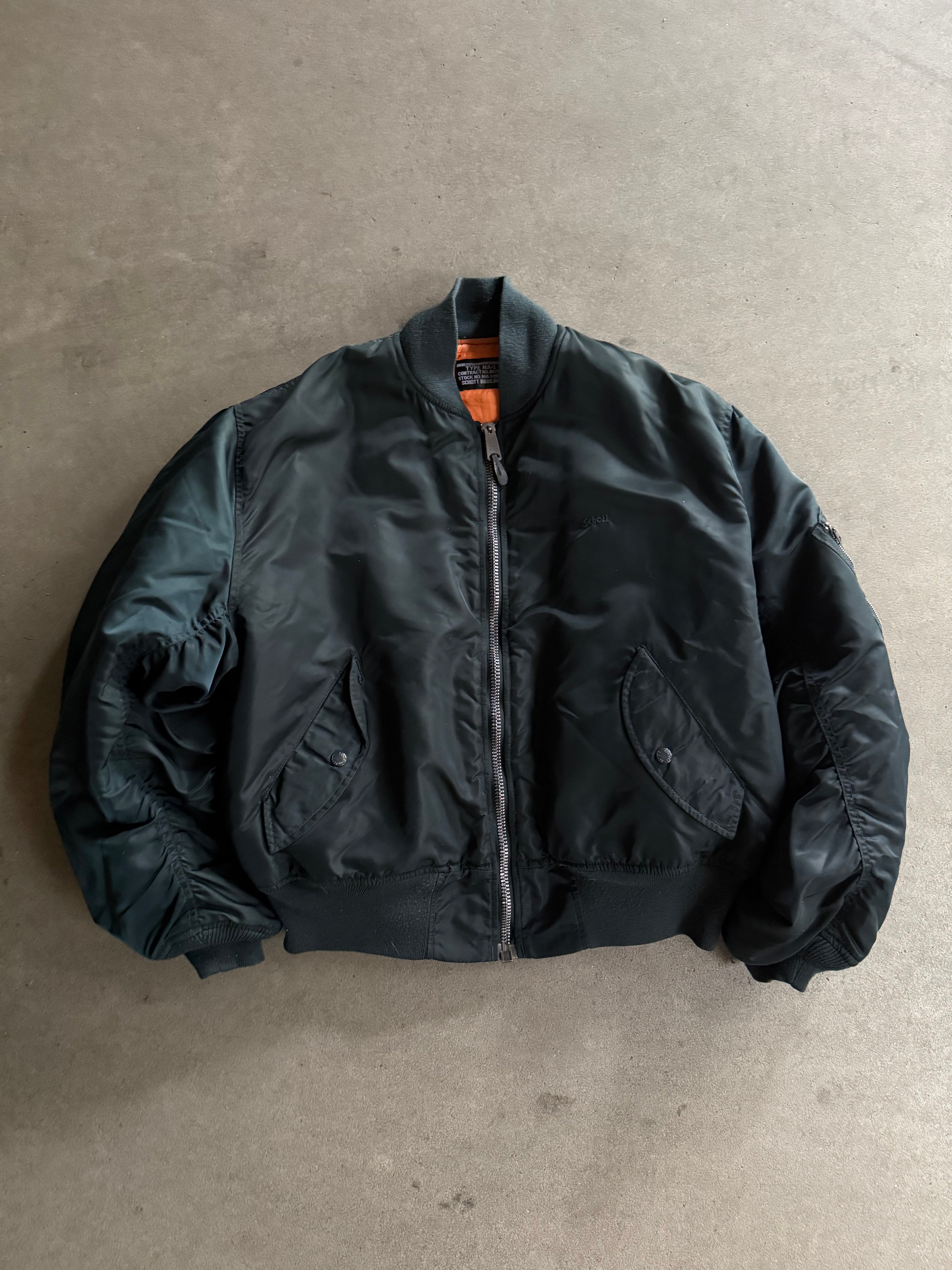 1990S SCHOTT  MA-1 NYLON VINTAGE BOMBER JACKET (XL)