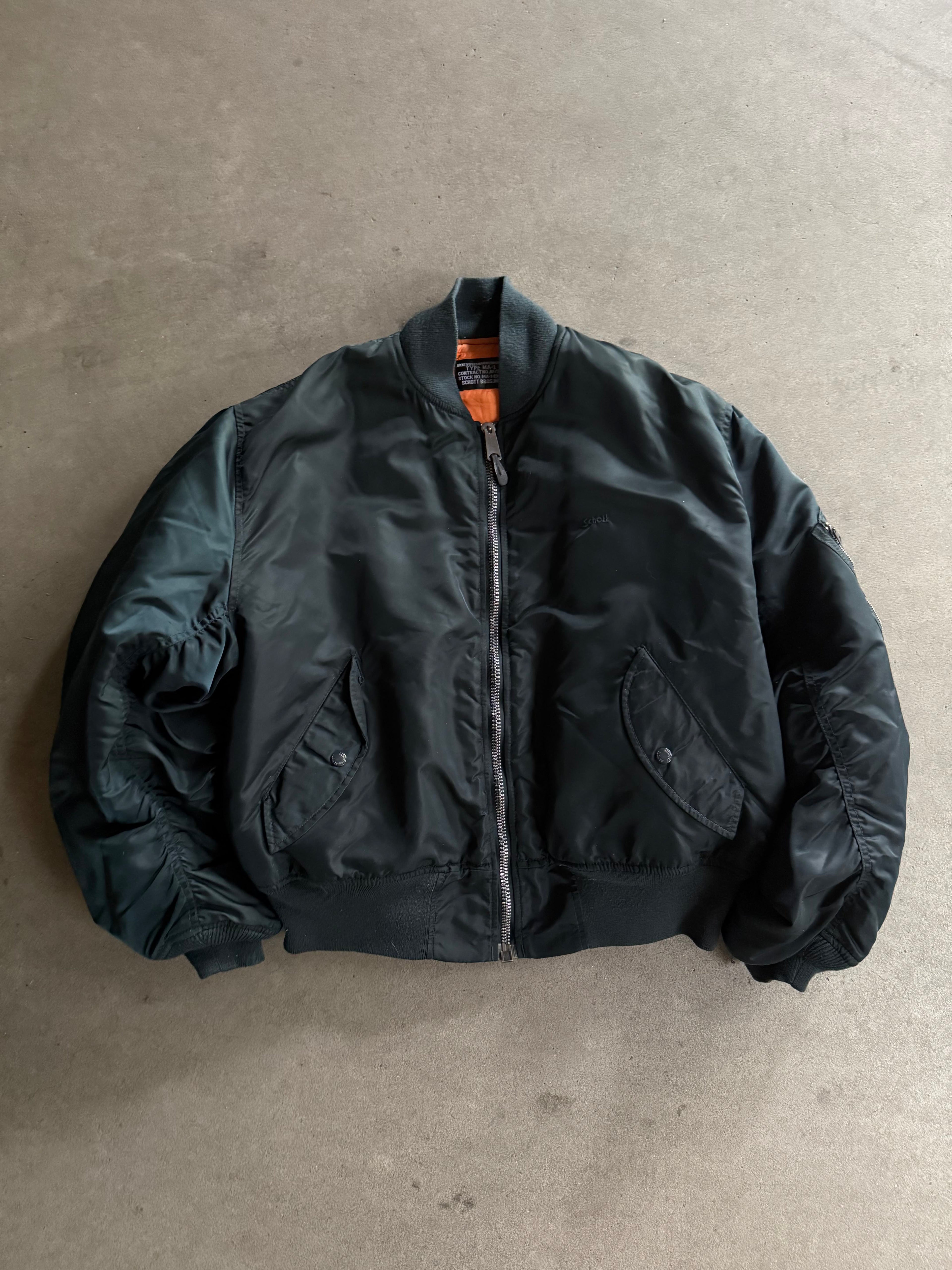 1990S SCHOTT  MA-1 NYLON VINTAGE BOMBER JACKET (XL)