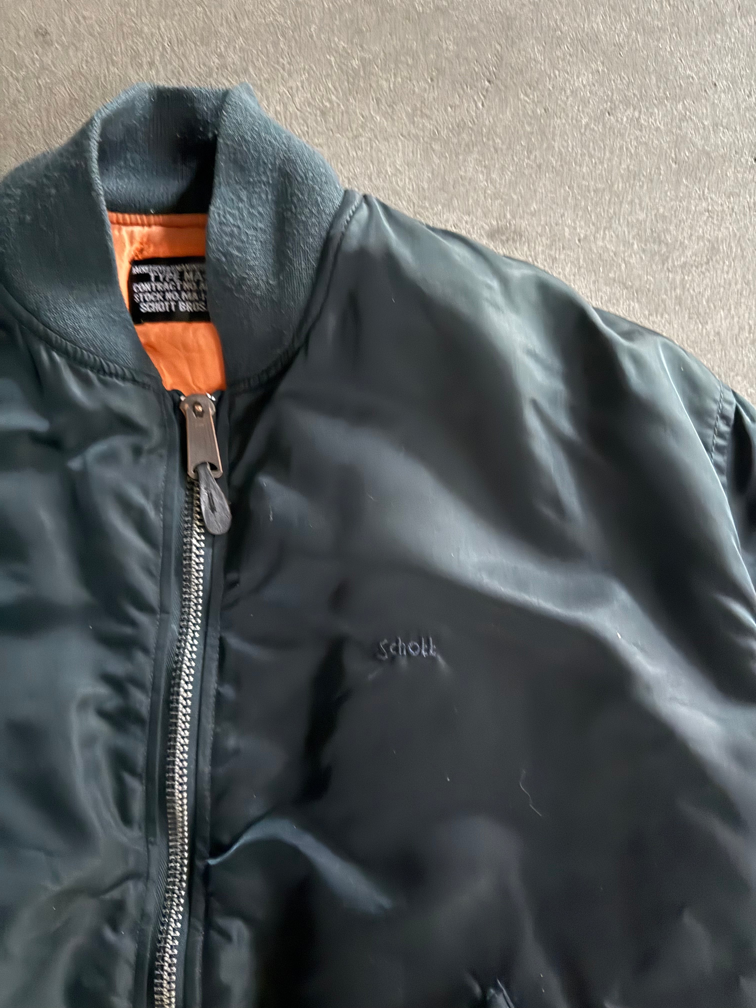 1990S SCHOTT  MA-1 NYLON VINTAGE BOMBER JACKET (XL)