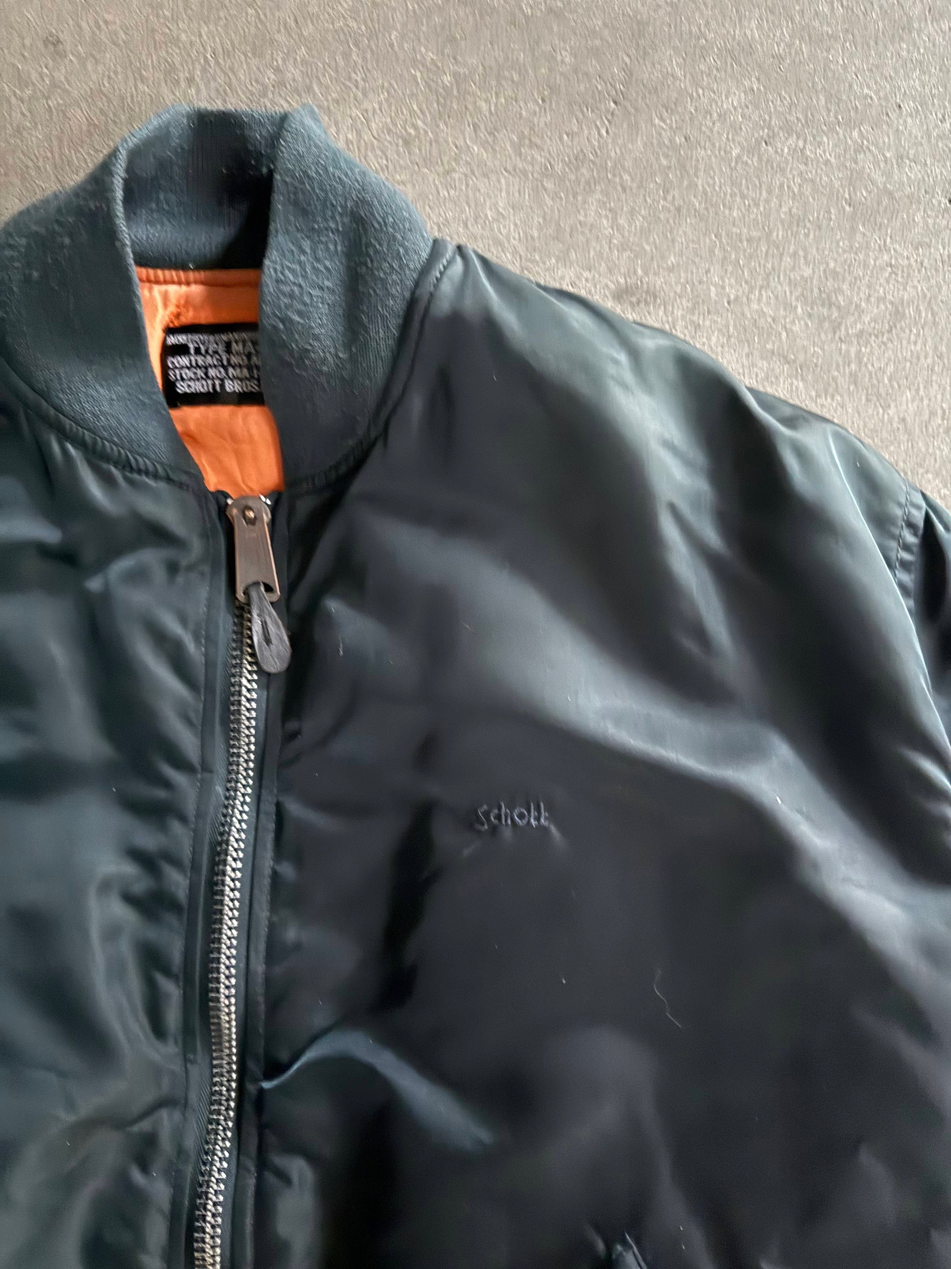1990S SCHOTT  MA-1 NYLON VINTAGE BOMBER JACKET (XL)