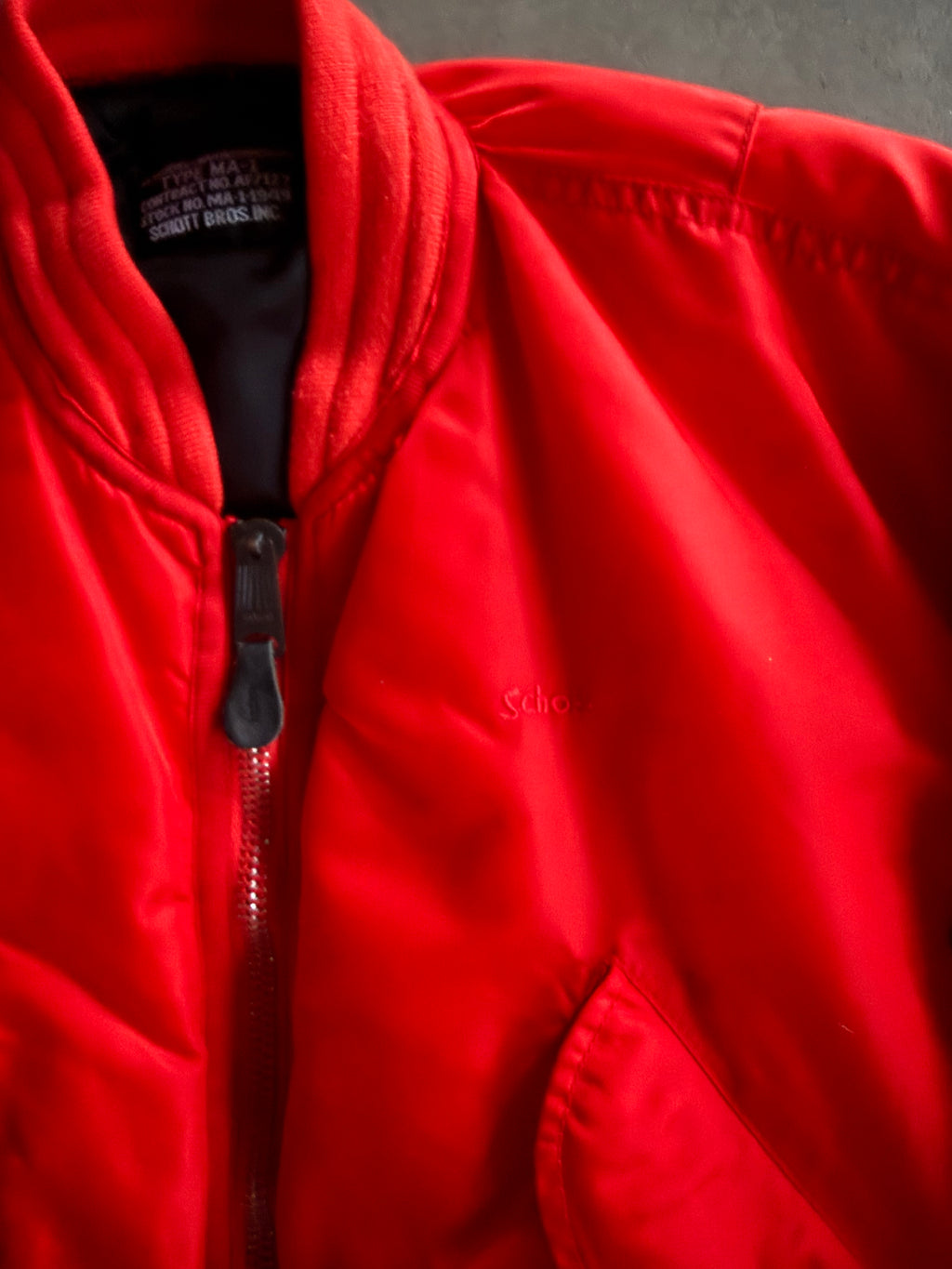 1990S SCHOTT MA-1 VINTAGE NYLON BOMBER JACKET 90s (S)