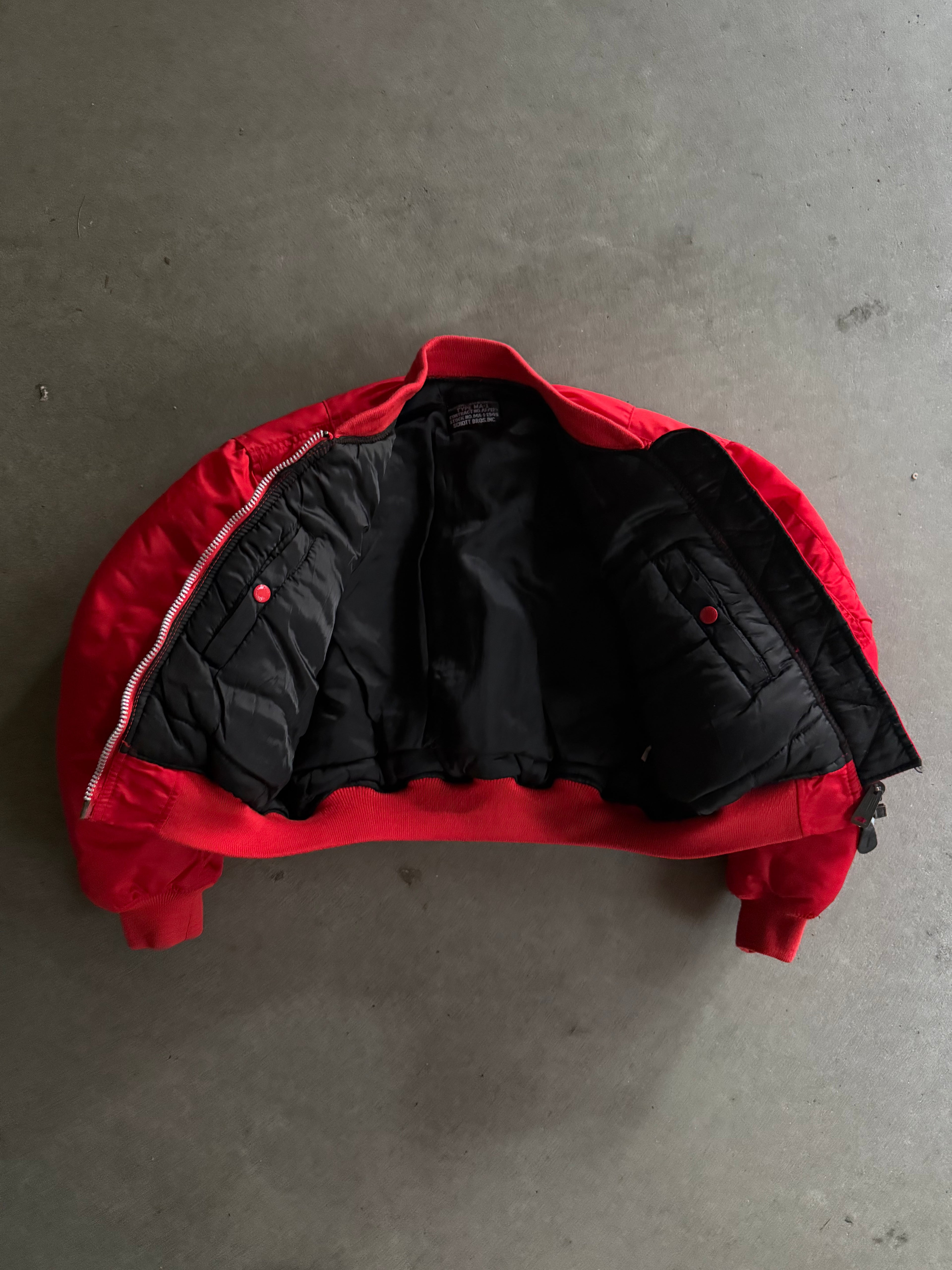 1990S SCHOTT MA-1 VINTAGE NYLON BOMBER JACKET 90s (S)