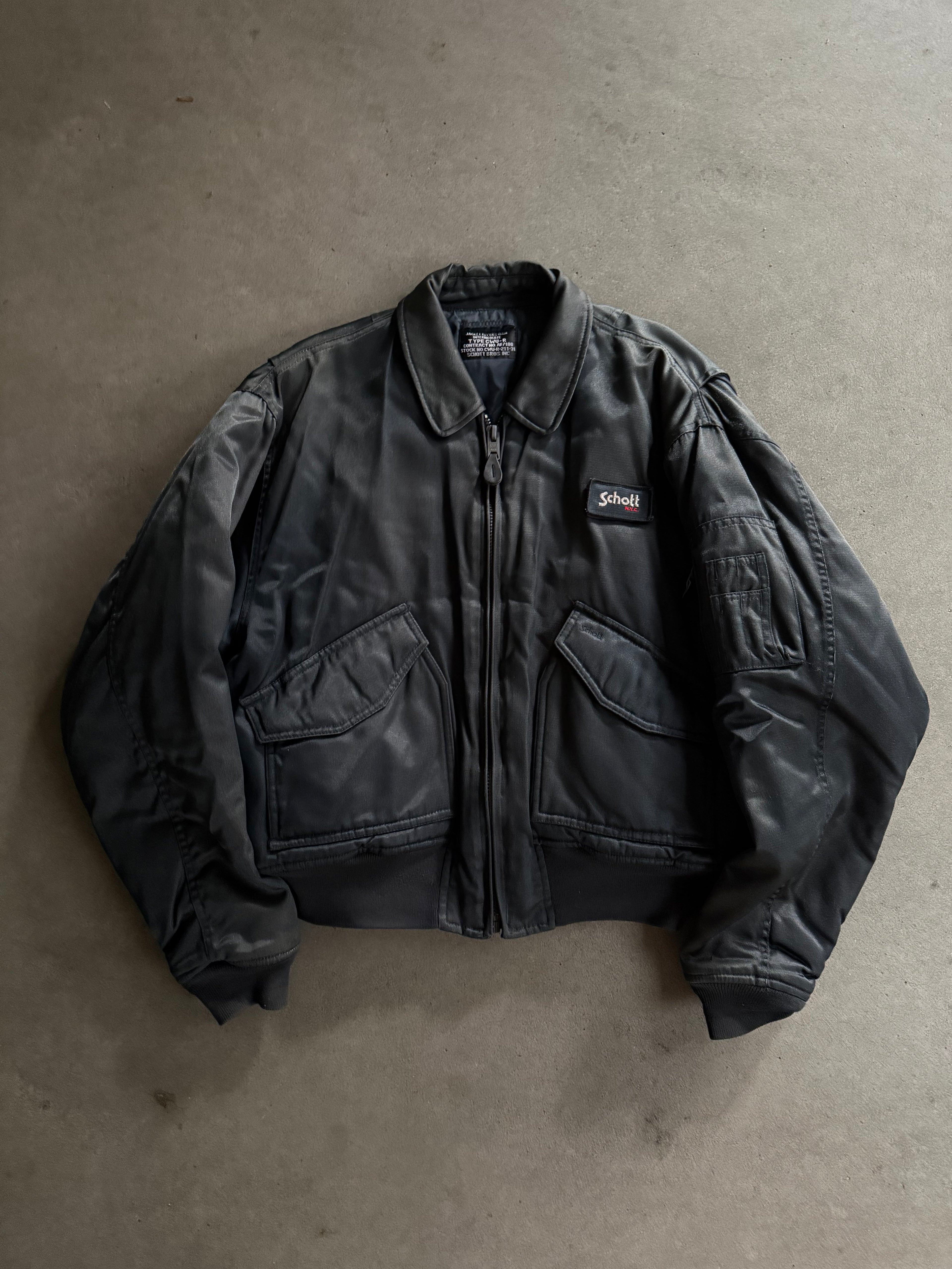 1990S SCHOTT CWU-R VINTAGE NYLON BOMBER VINTAGE JACKET (XL)