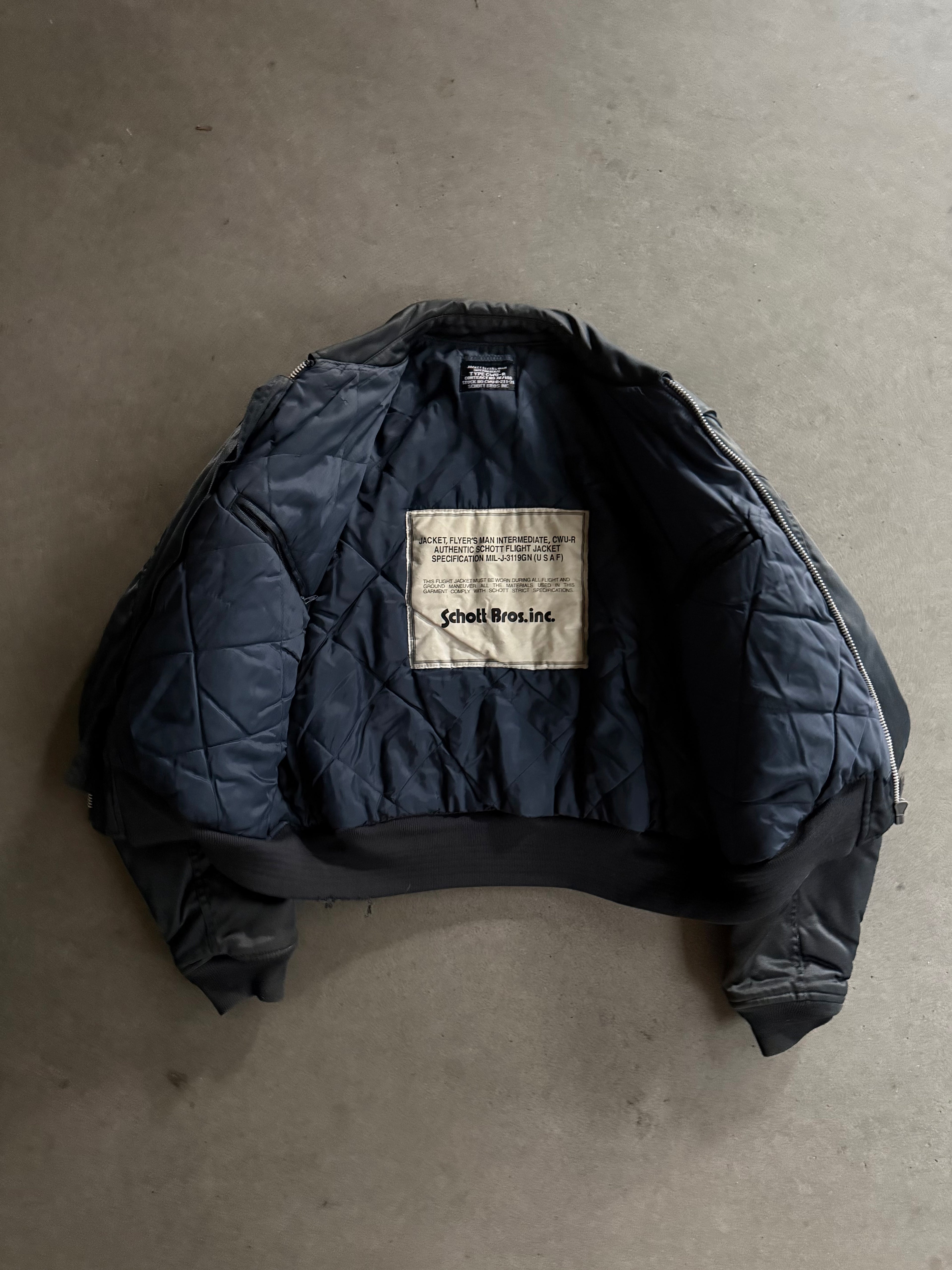 1990S SCHOTT CWU-R VINTAGE NYLON BOMBER VINTAGE JACKET (XL)